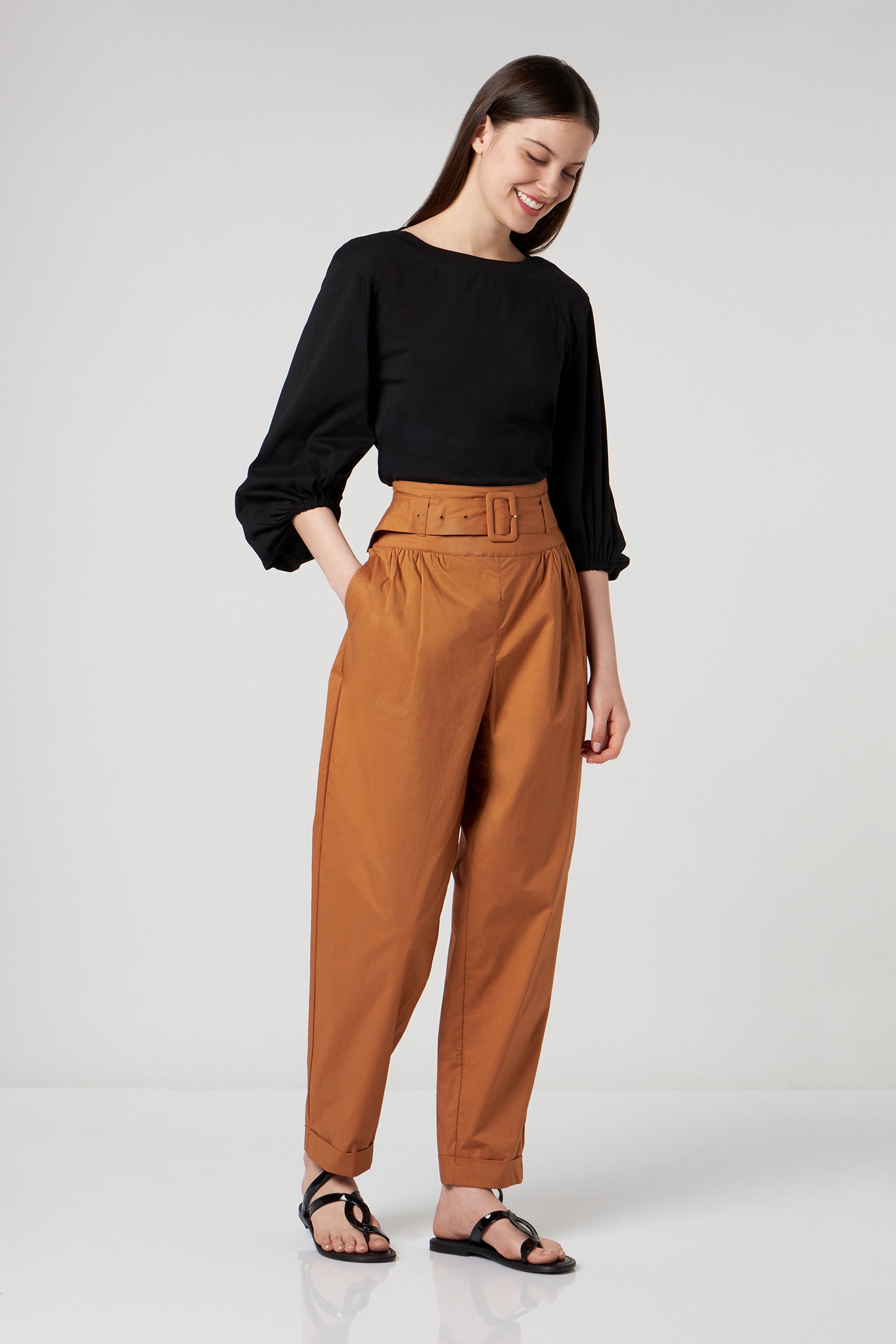 PATRIZIA PEPE Caramel Cotton Trousers