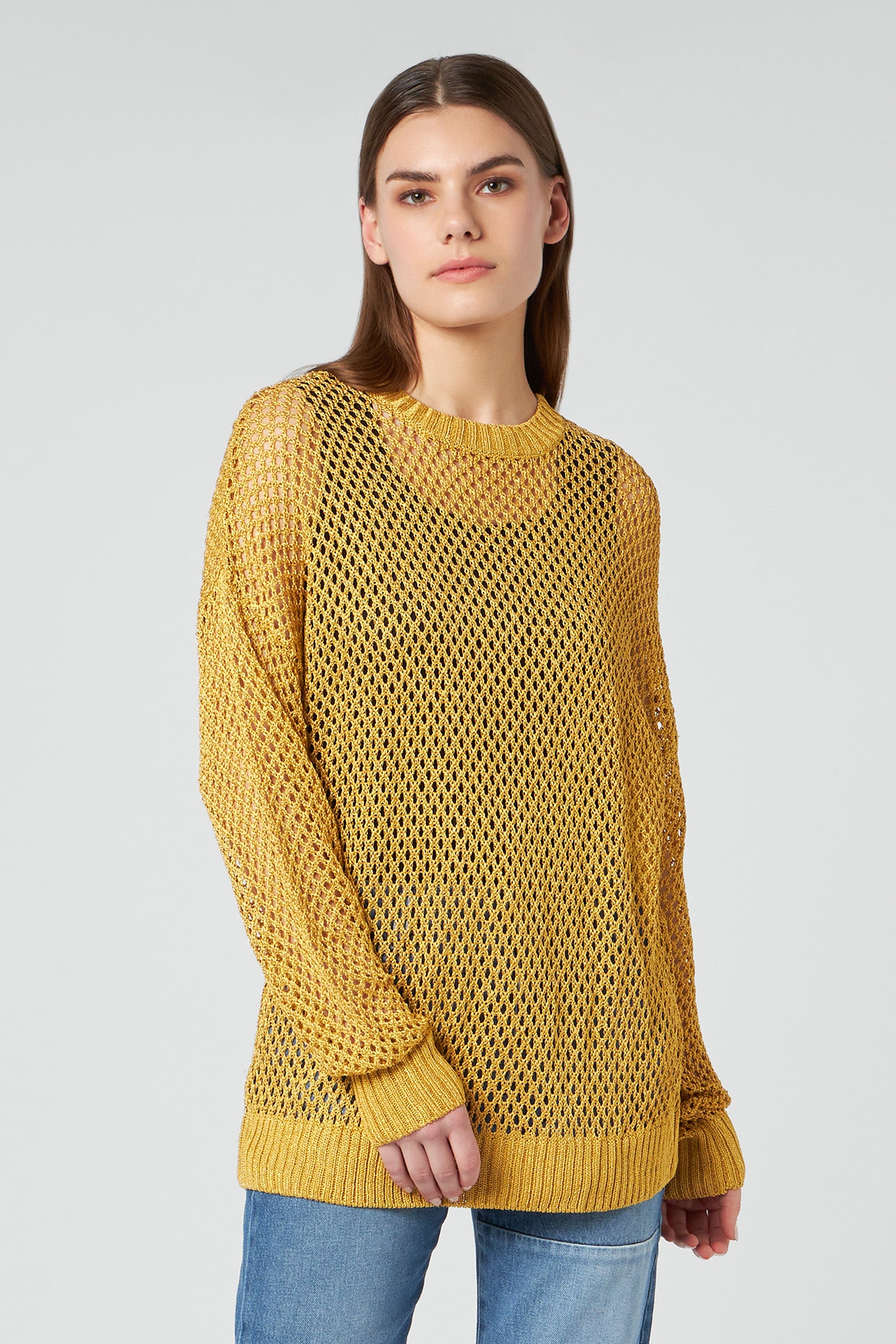 PATRIZIA PEPE Gold Mesh Effect Sweater