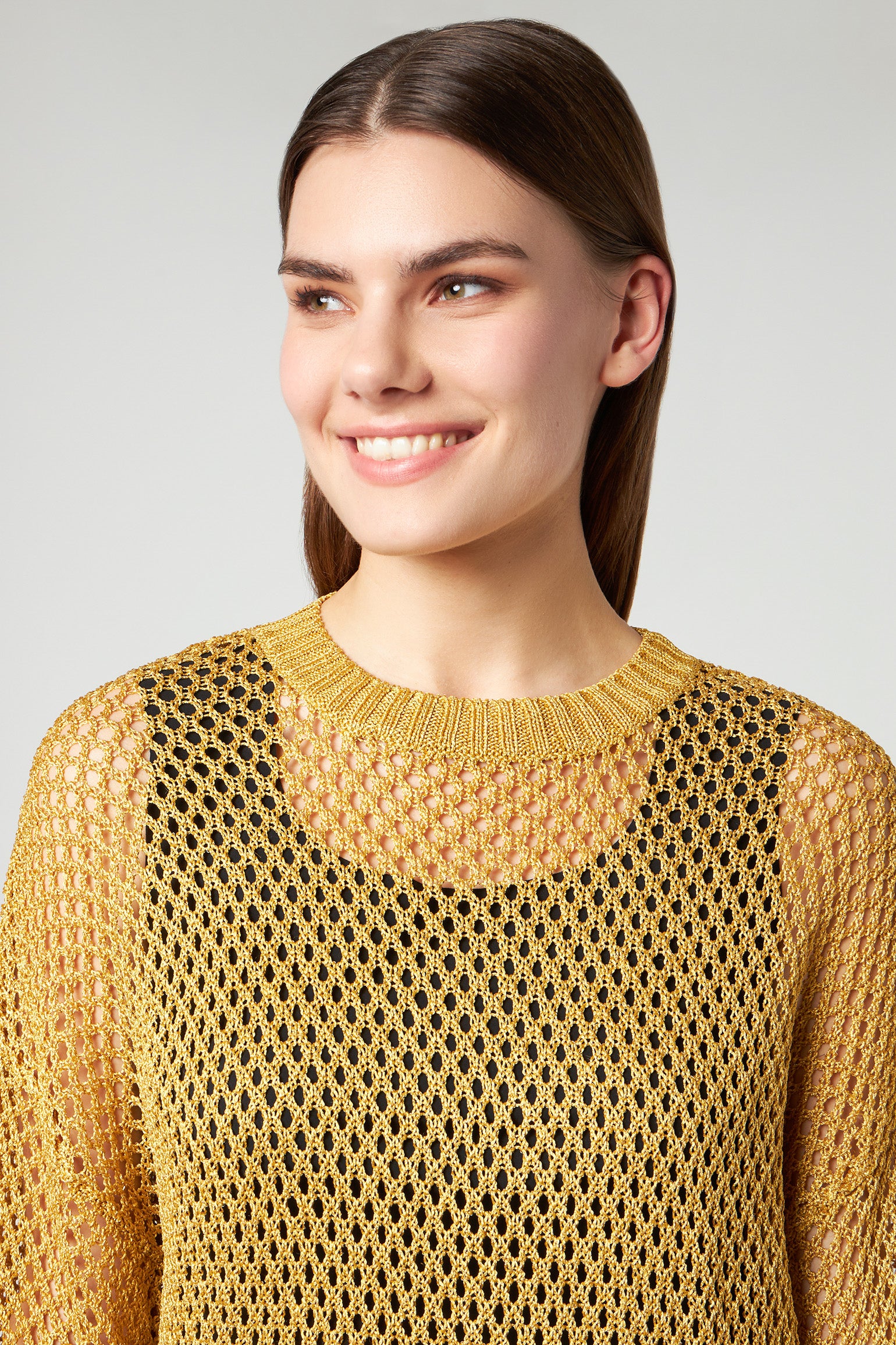 PATRIZIA PEPE Gold Mesh Effect Sweater