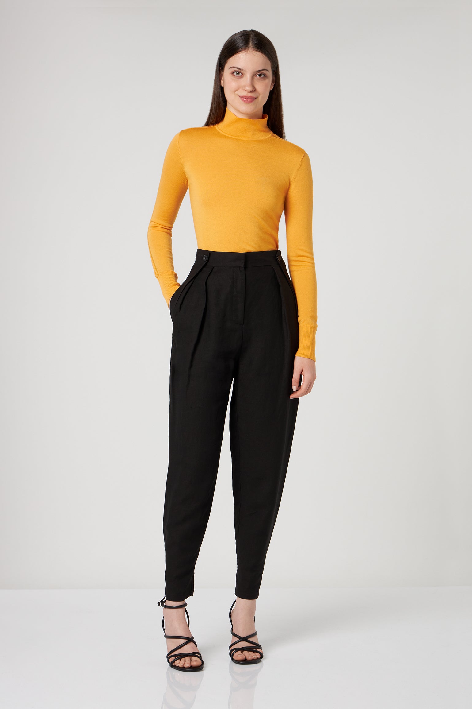 PATRIZIA PEPE Black Linen Blend Trousers