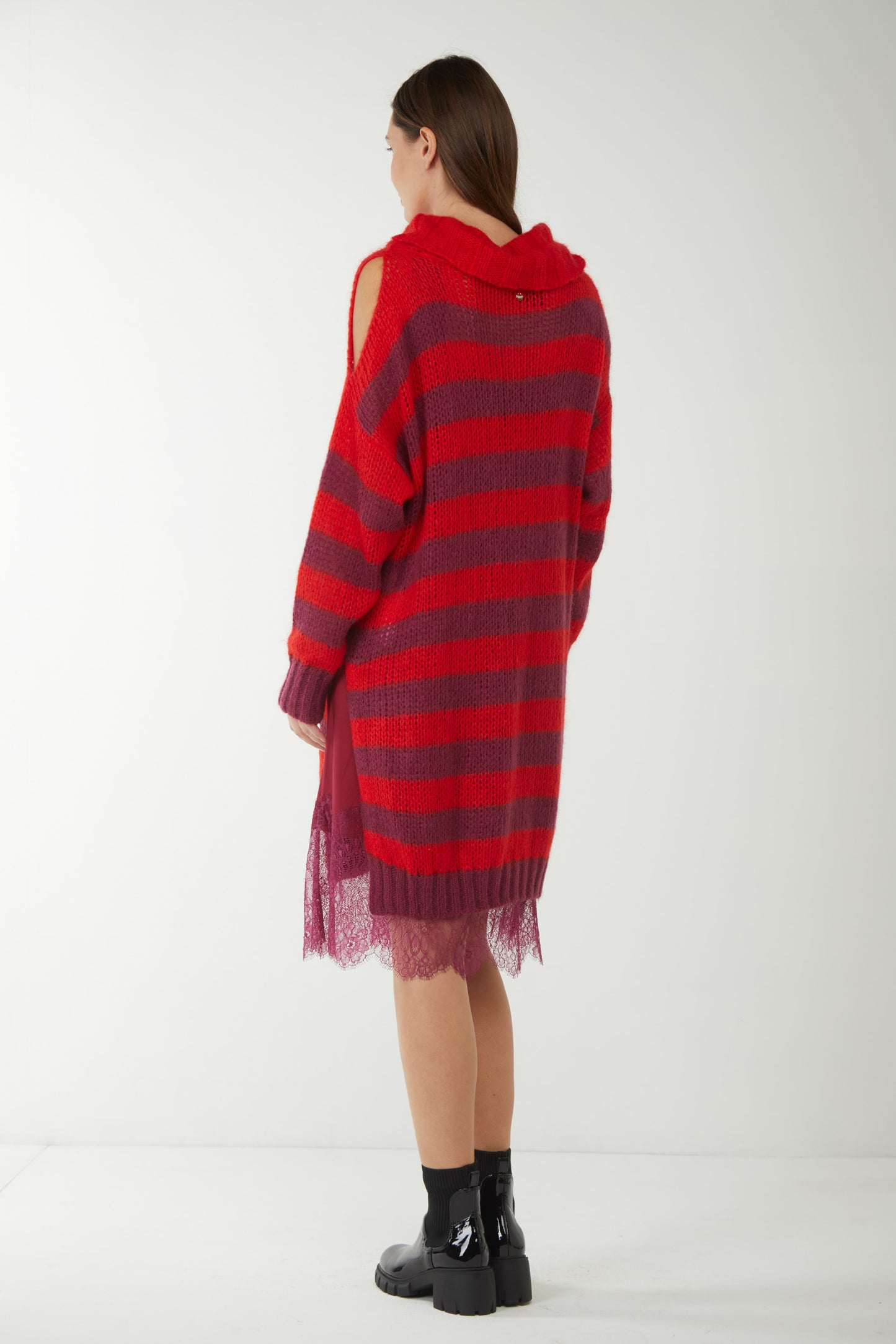 TWINSET Abito in Mohair a Righe con Sottoveste