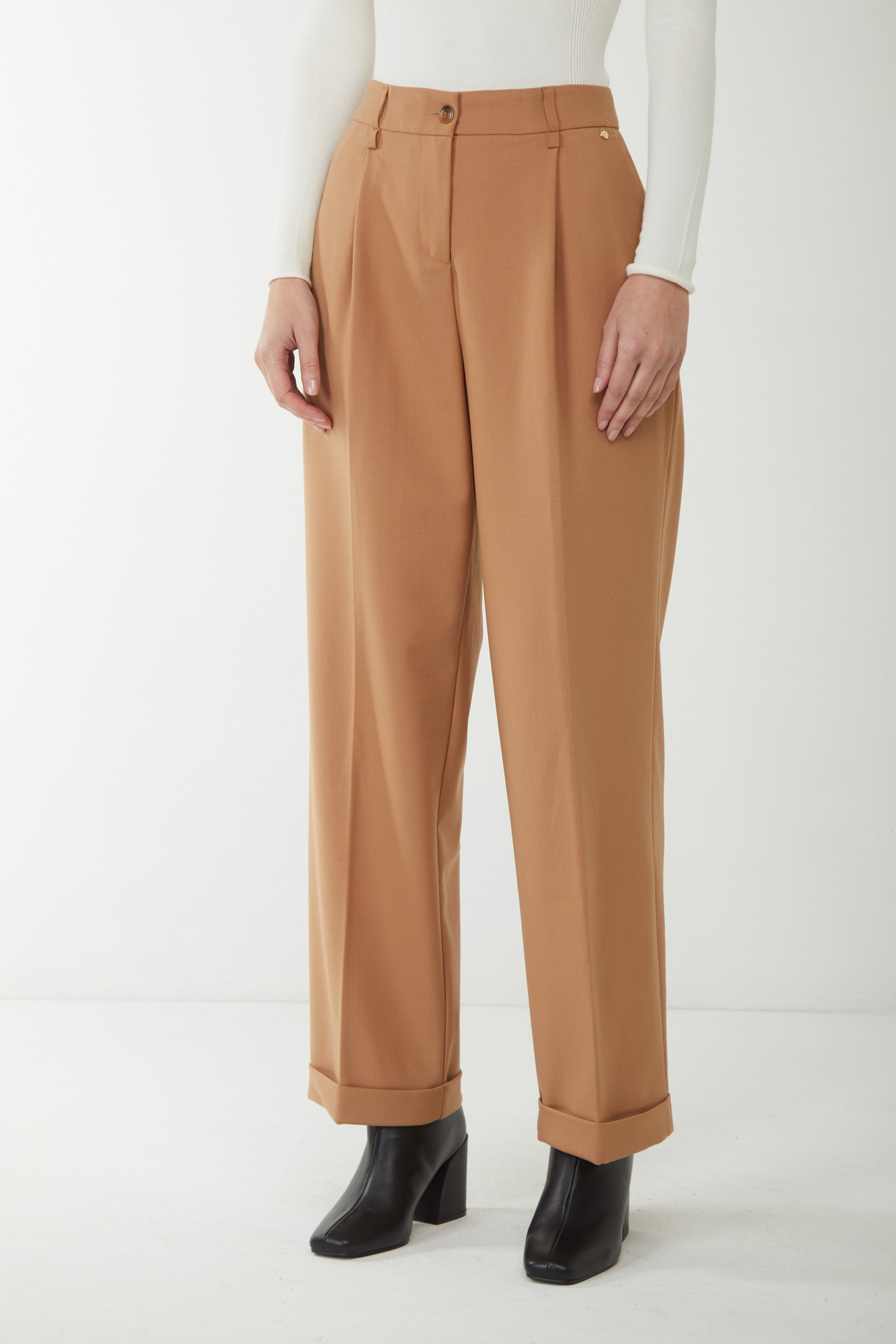 TWINSET Camel technical wool trousers