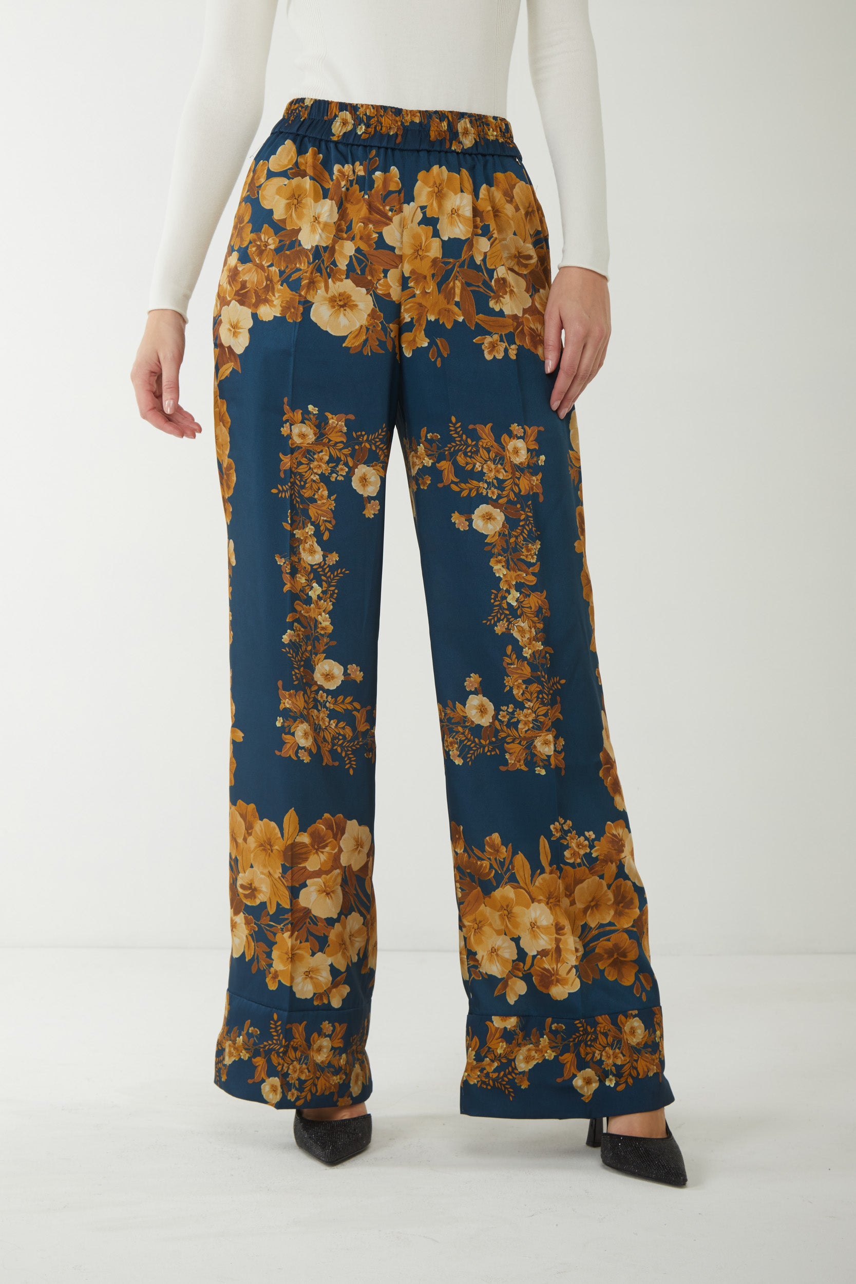 TWINSET Blue Foulard Print Trousers