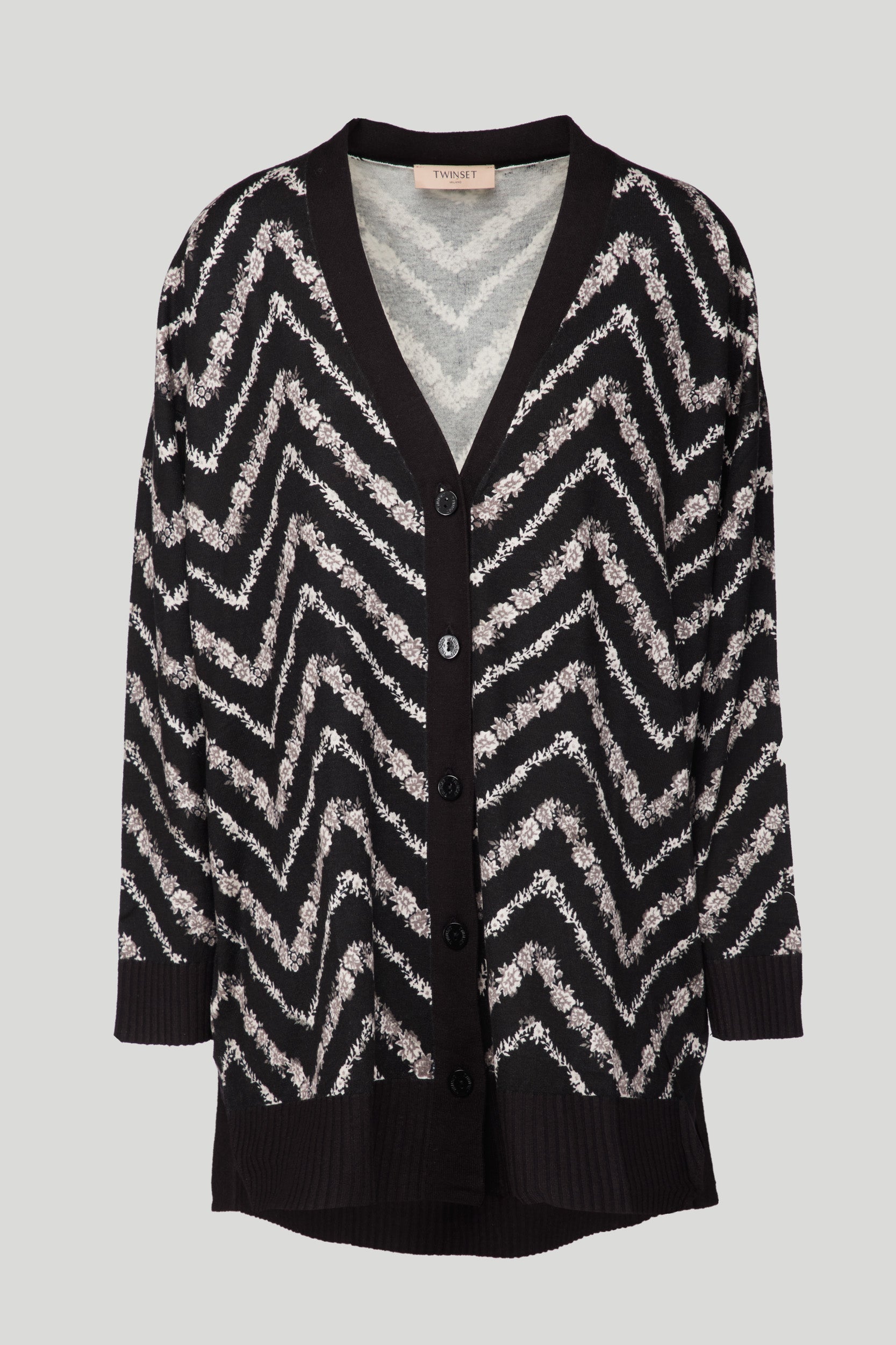 TWINSET Black Printed Maxi Cardigan