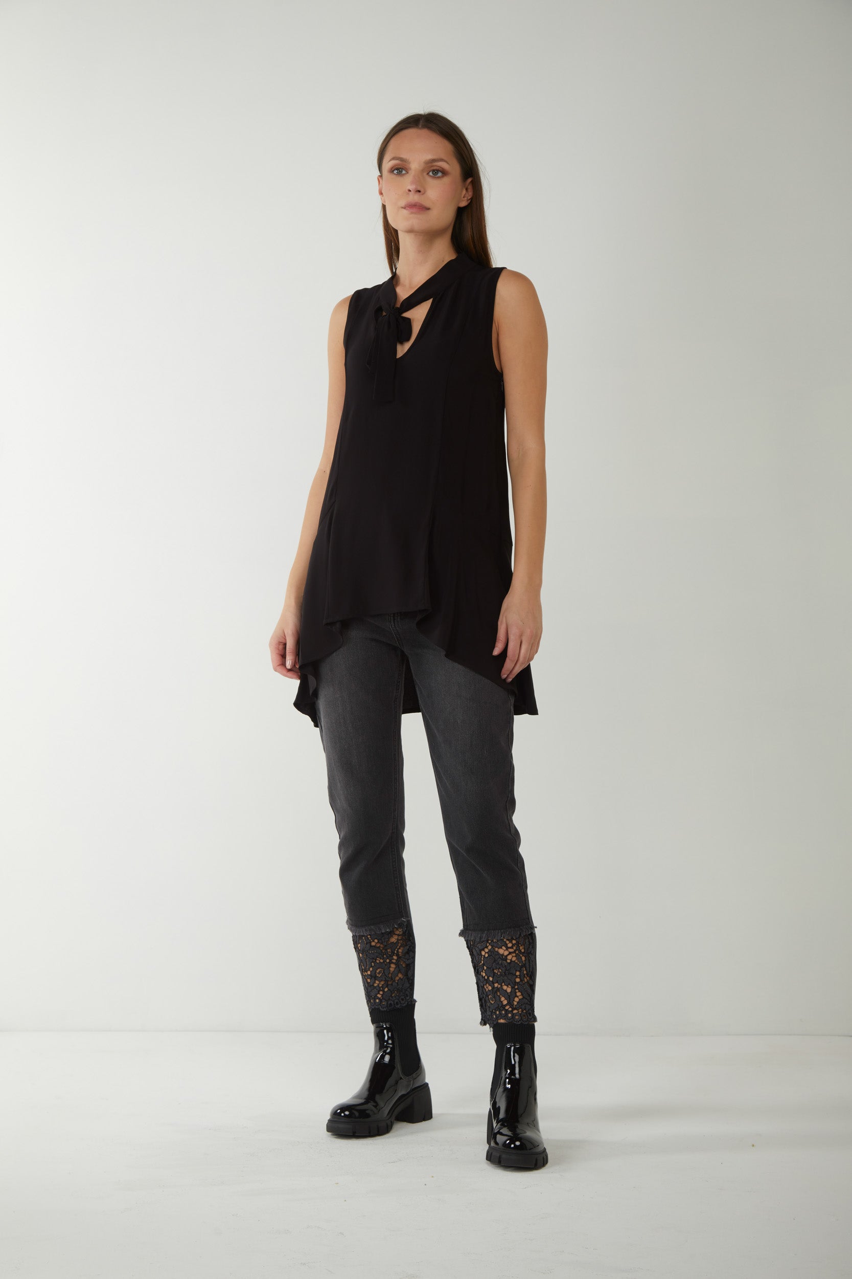 TWINSET Top in Georgette Con Collo a Fiocco