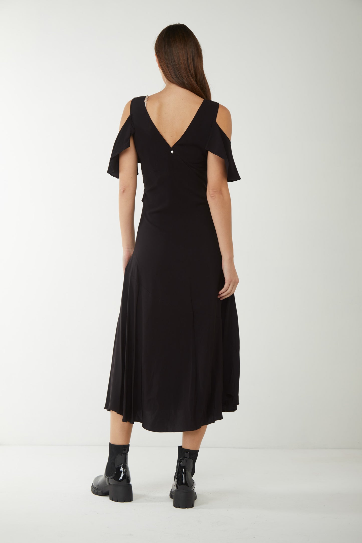 TWINSET Long georgette dress with ruffles Black