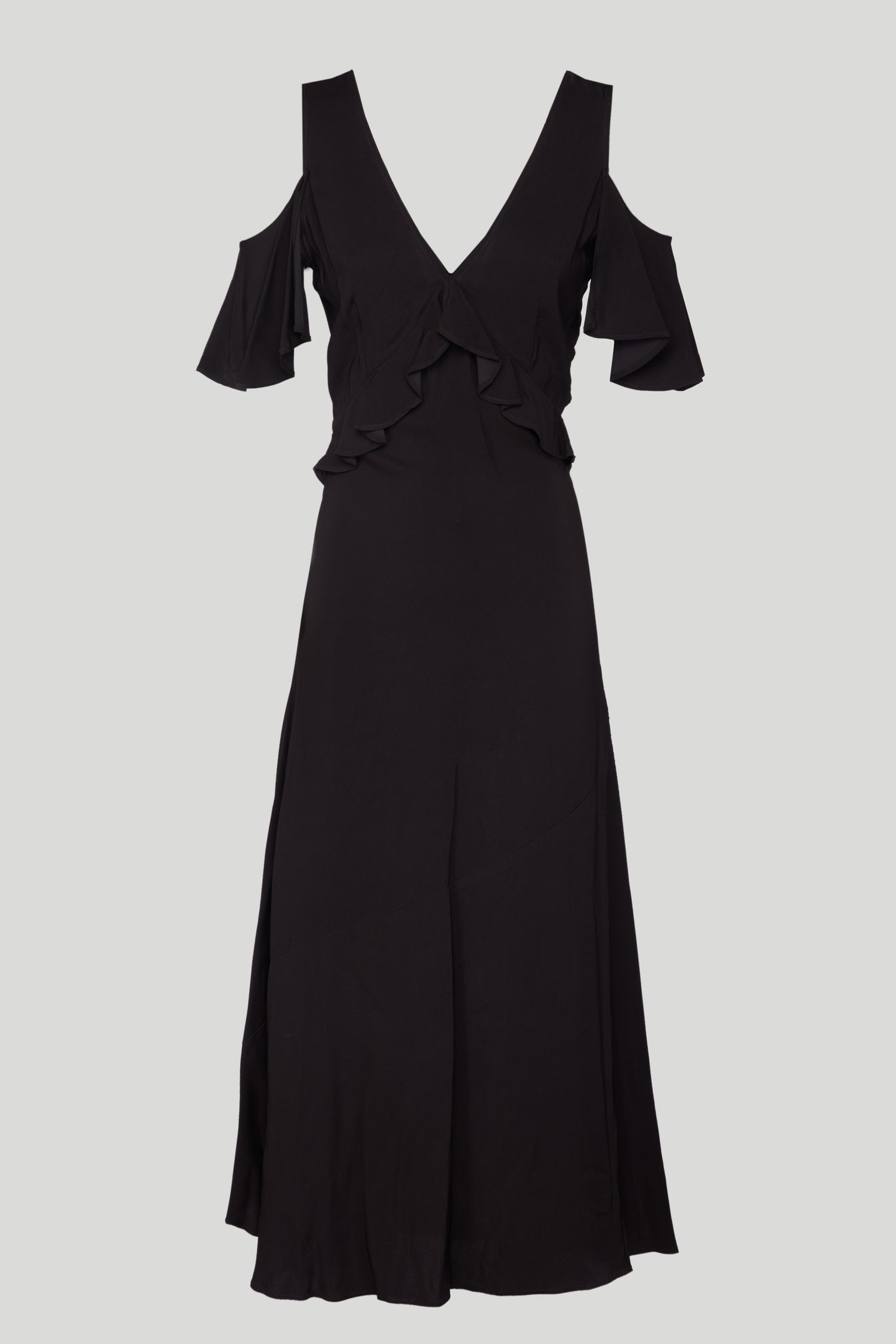 TWINSET Long georgette dress with ruffles Black