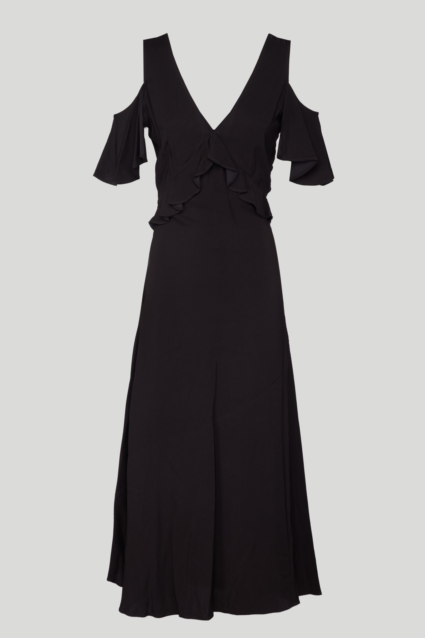 TWINSET Abito Lungo in Georgette con Volant Nero