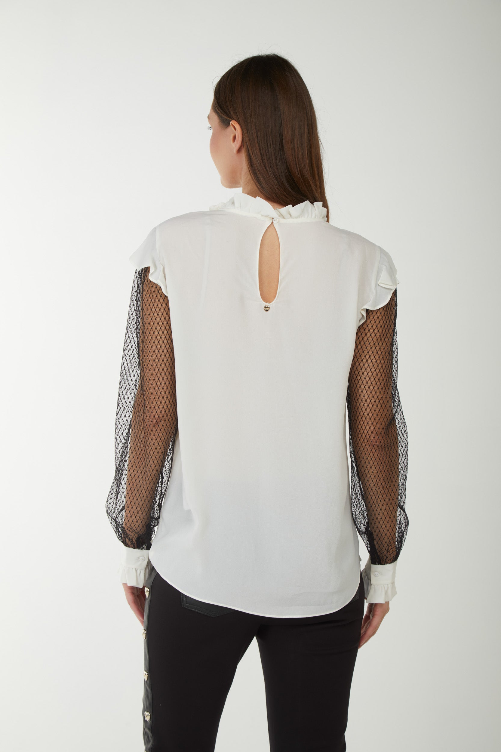 TWINSET Blouse in crepe de Chine mixed with silk and tulle