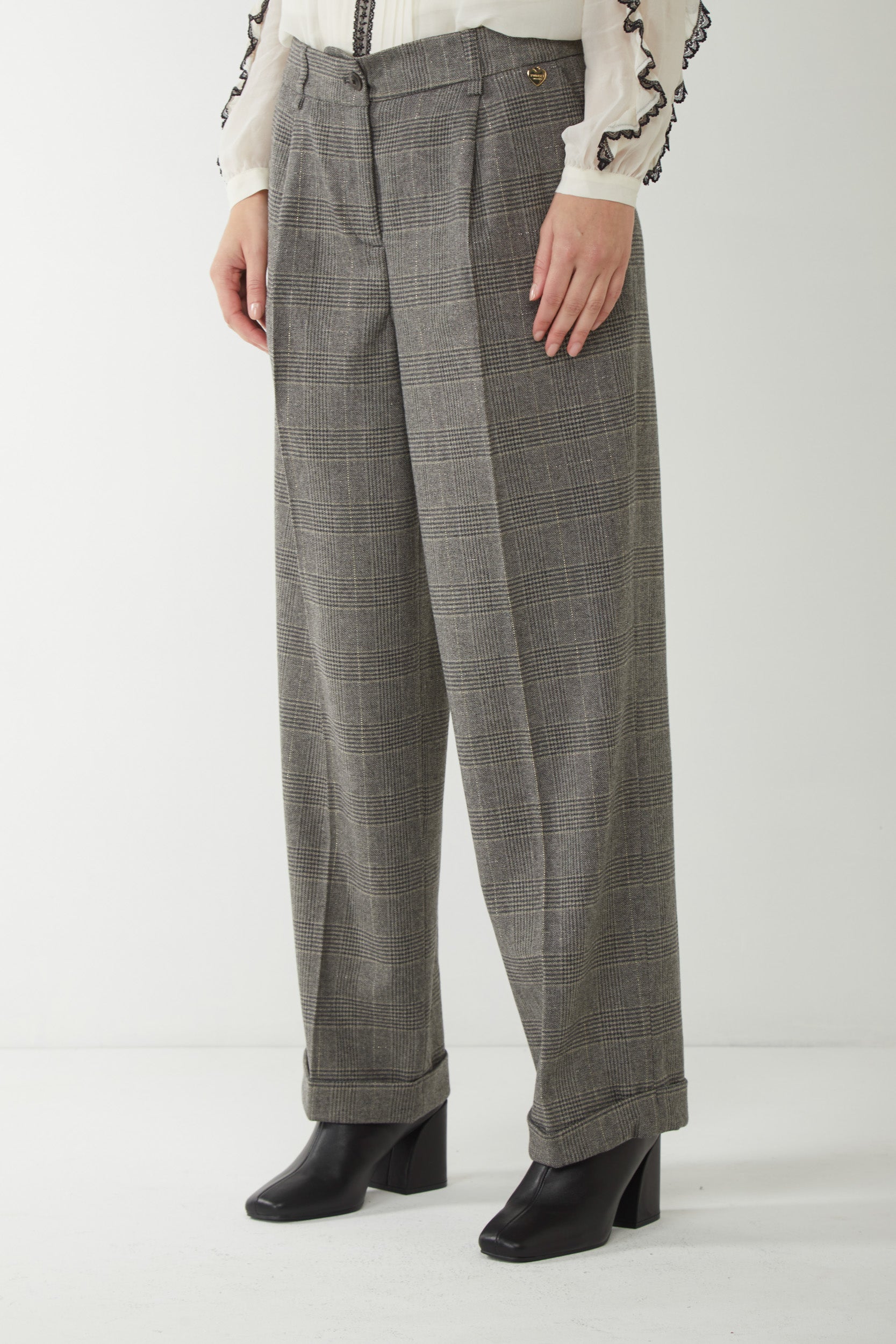 TWINSET Wide leg Prince of Wales trousers