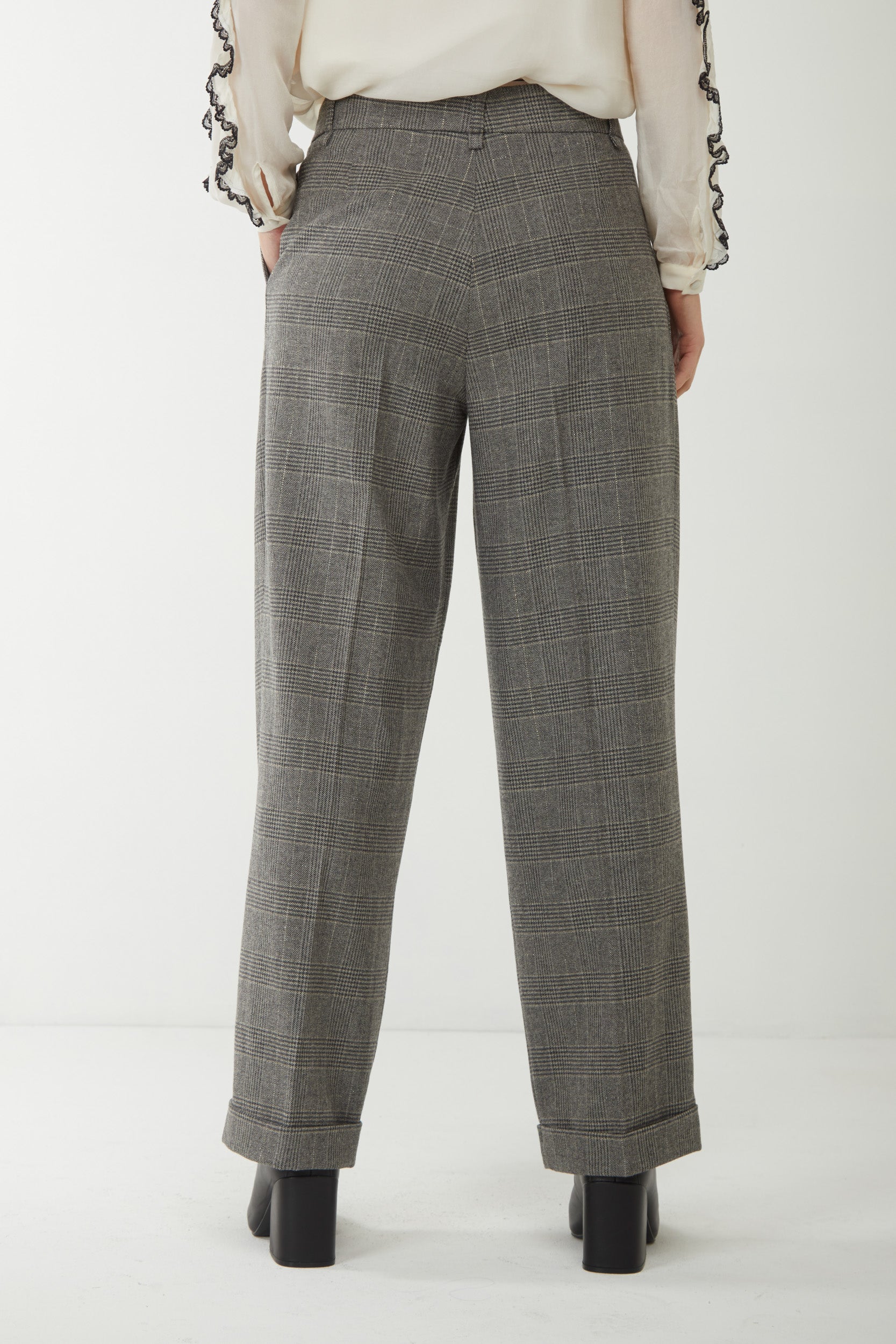 TWINSET Wide leg Prince of Wales trousers