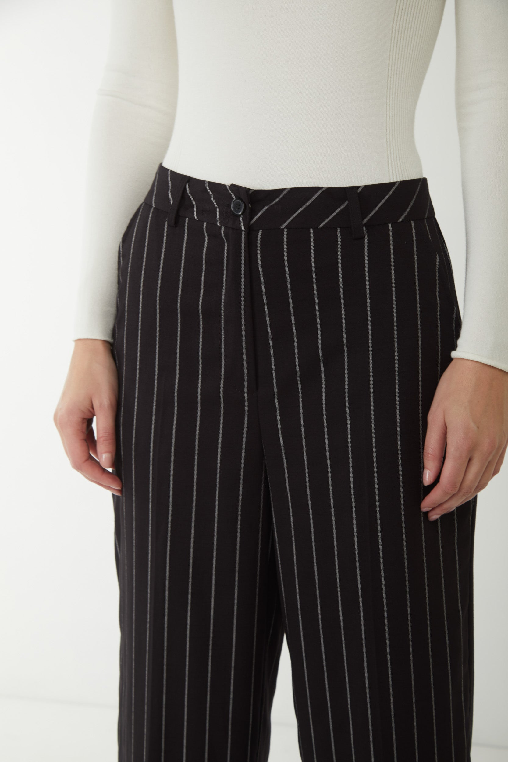 MY TWIN TWINSET Black Pinstriped Trousers