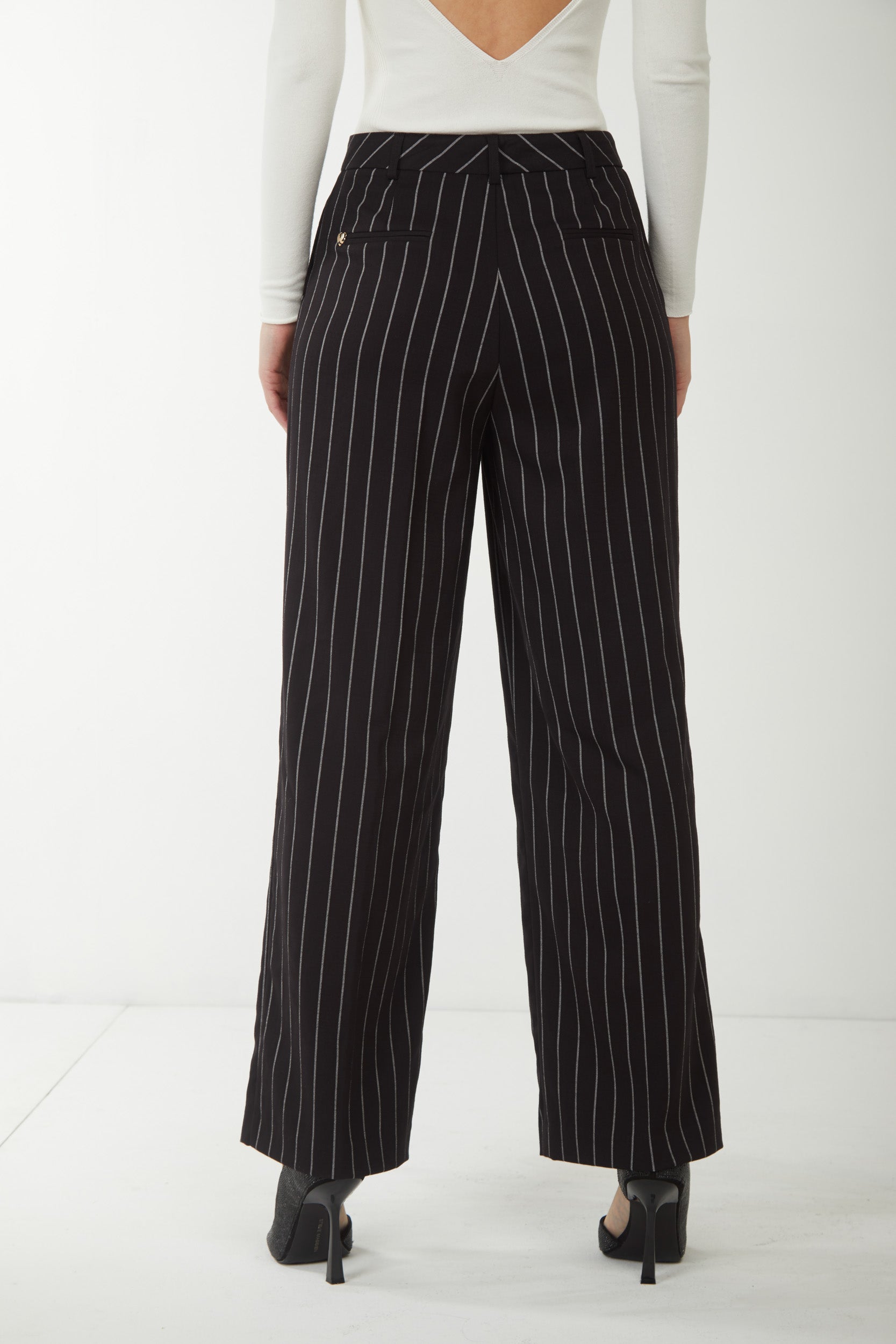 MY TWIN TWINSET Black Pinstriped Trousers