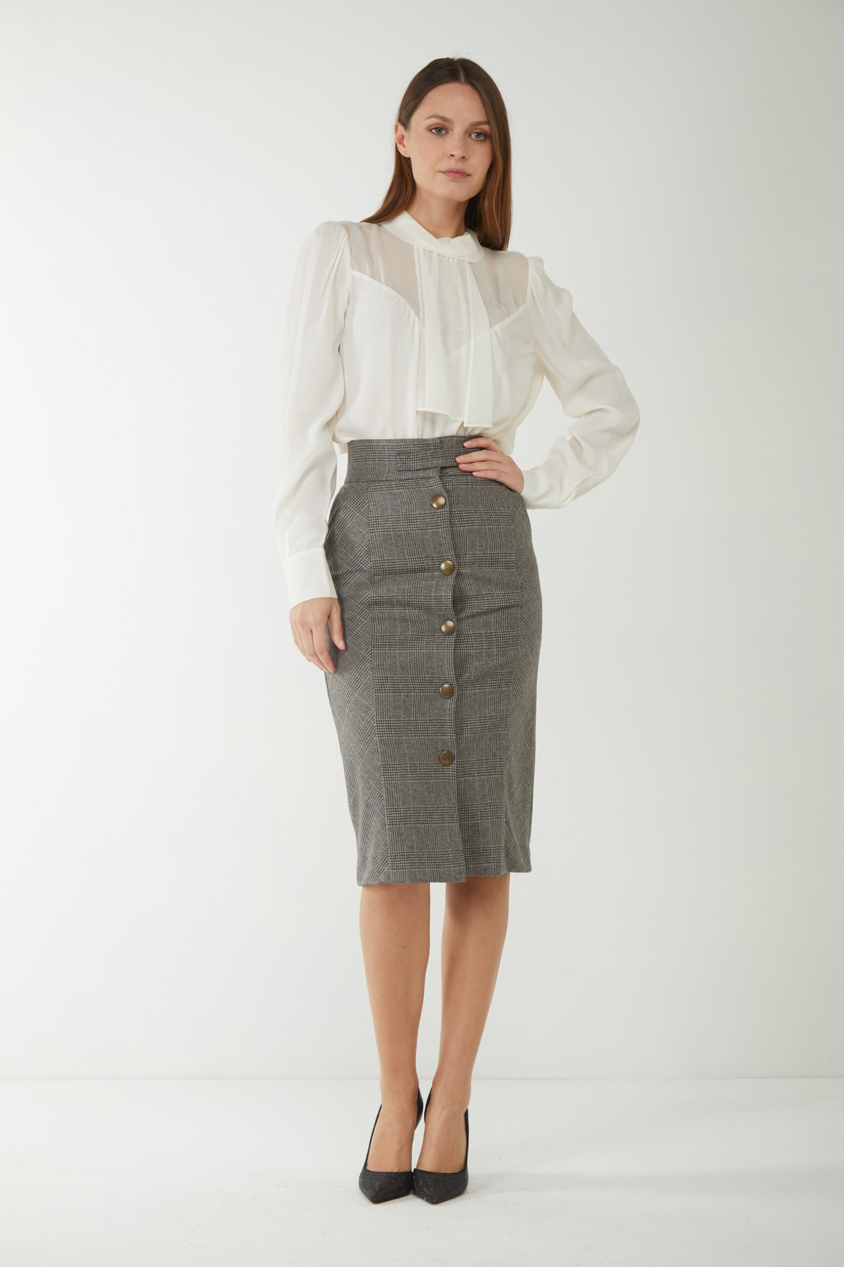 TWINSET Longuette skirt in Prince of Wales