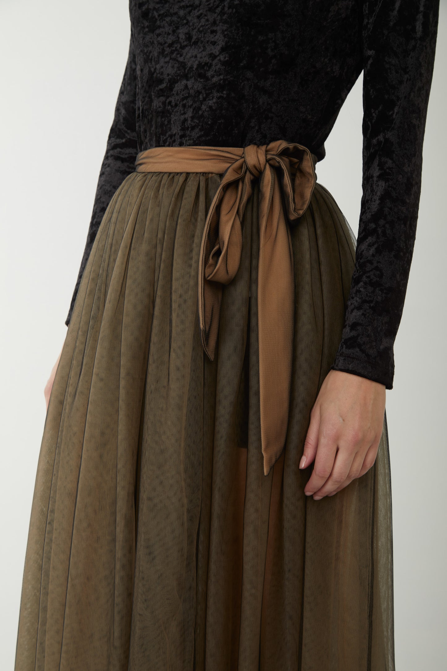 TWINSET Gonna Lunga in Tulle con Fiocco in Vita