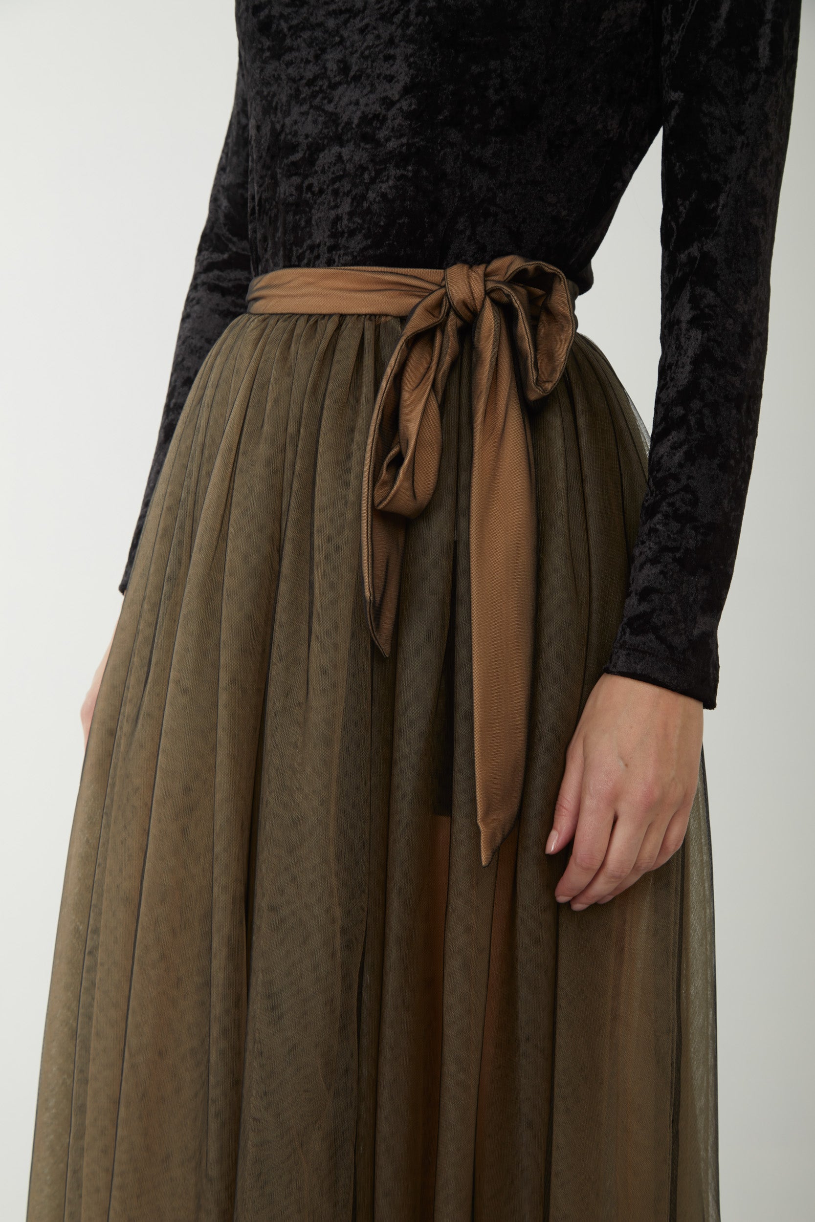 TWINSET Gonna Lunga in Tulle con Fiocco in Vita