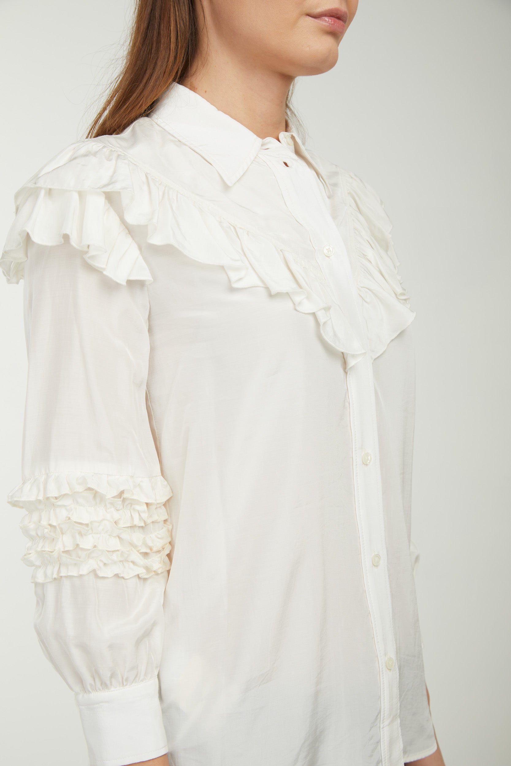 PINKO Camicia con Volant Bianca