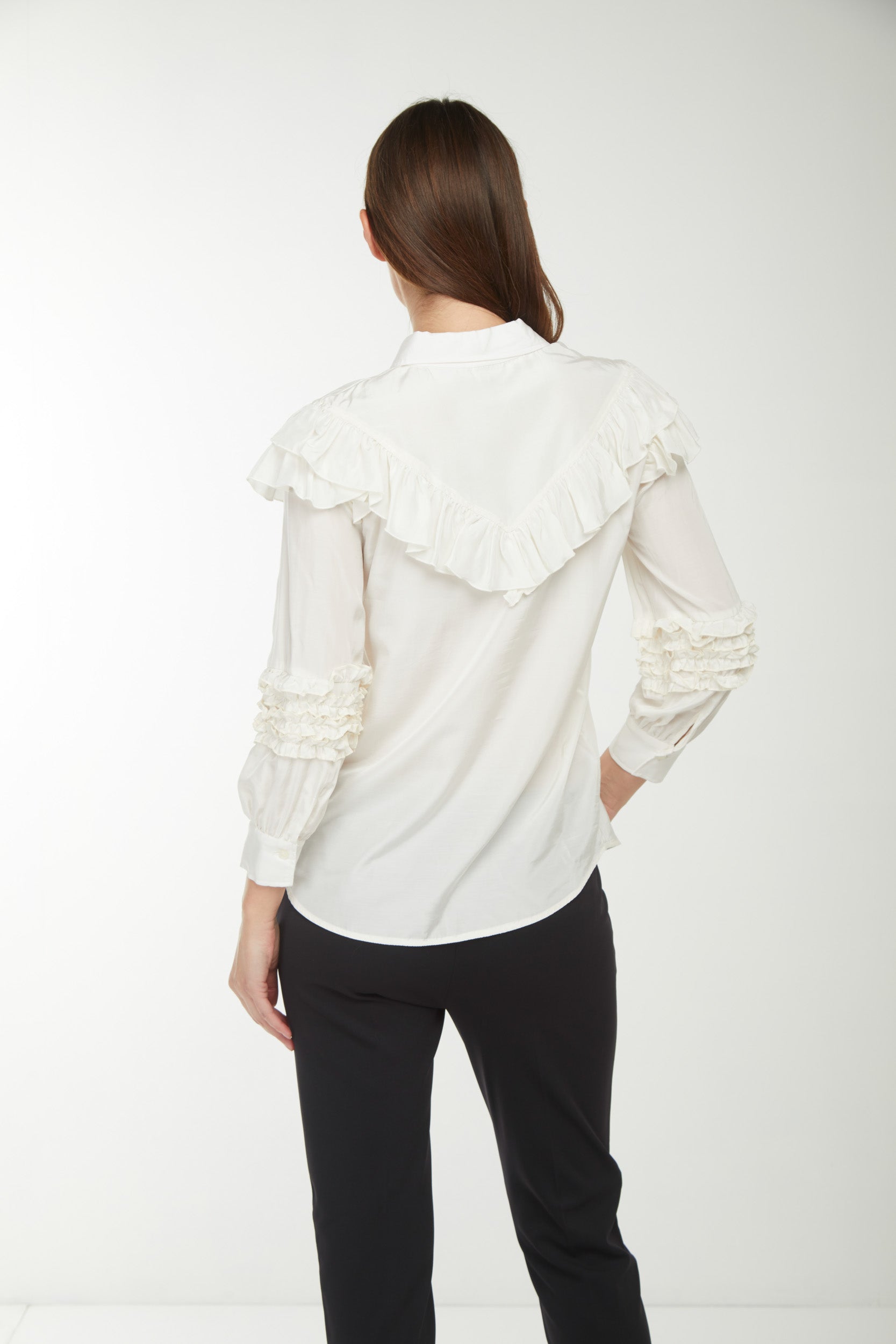 PINKO Camicia con Volant Bianca