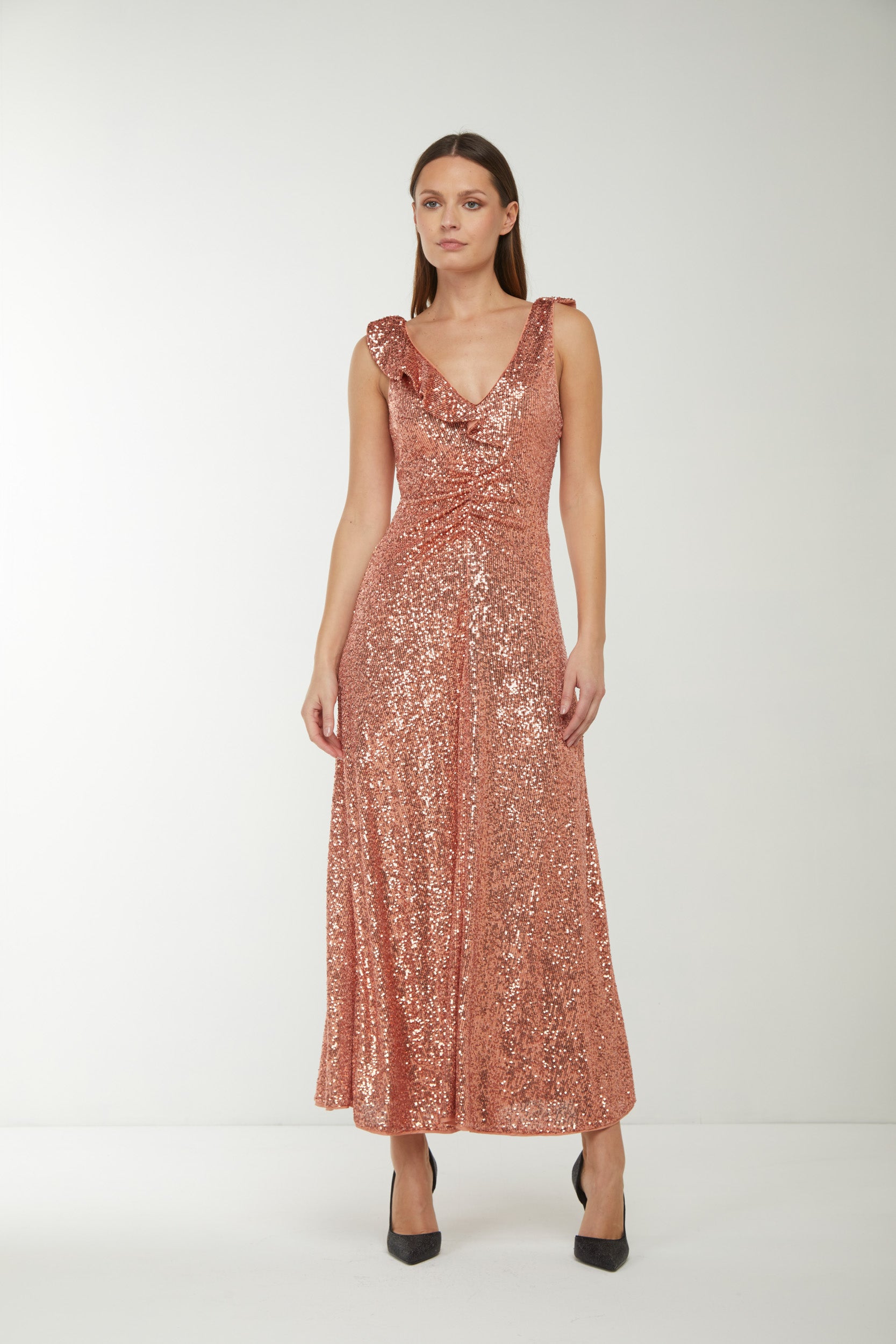 PINKO Pink Full Sequins Long Dress