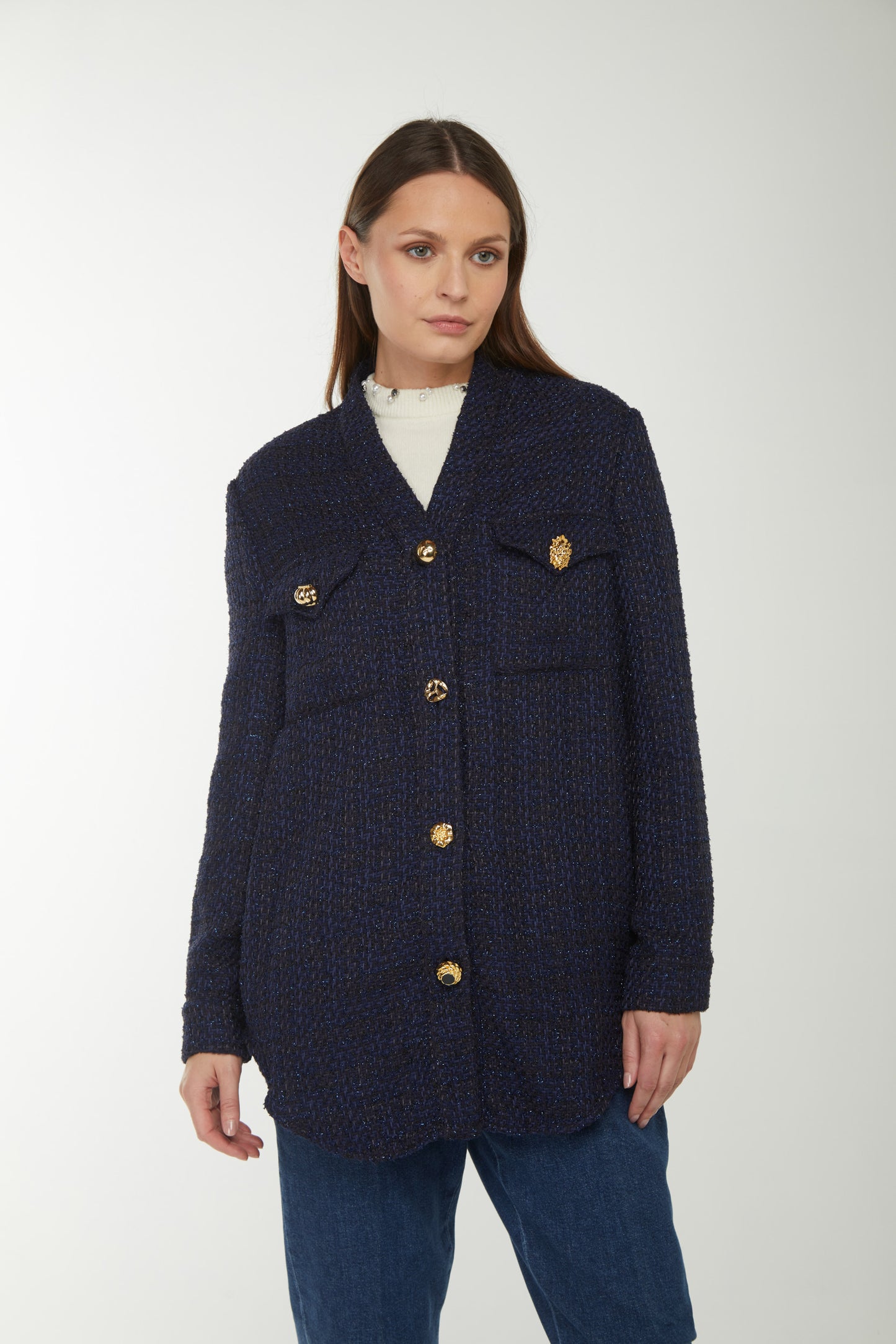 PINKO Cardigan Blu Laminato