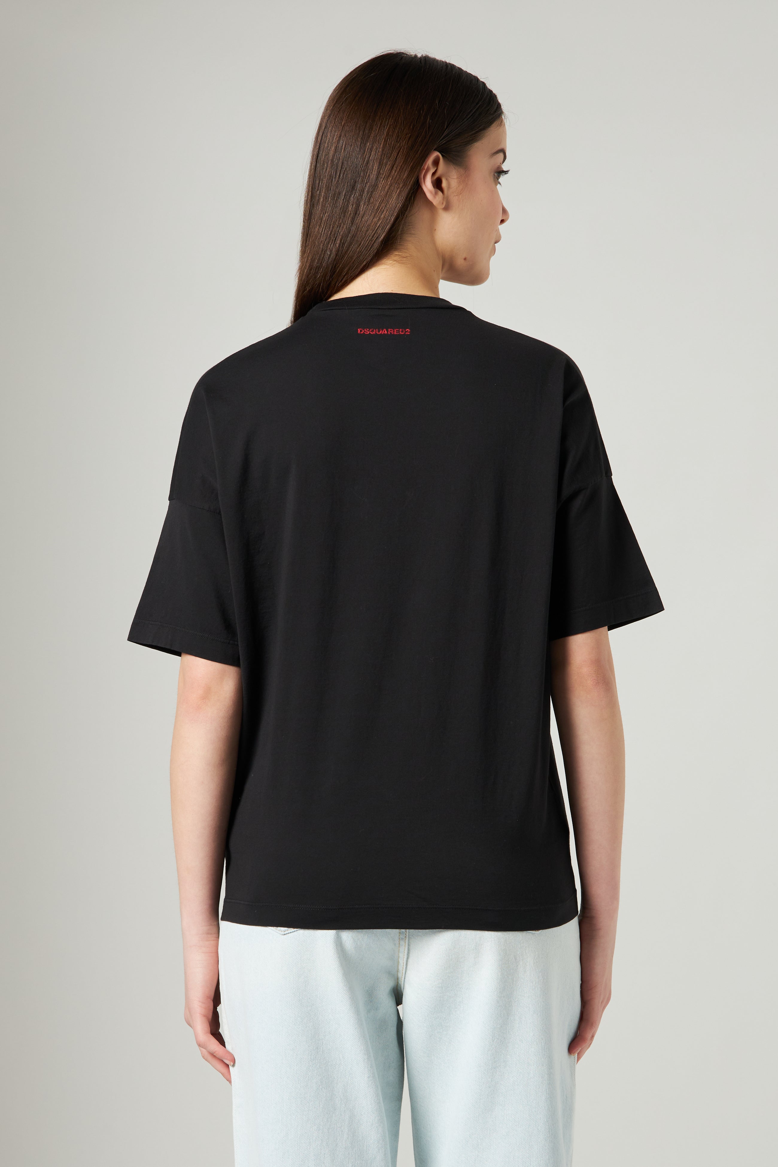 DSQUARED2 T-shirt Nera con Stampa Icon