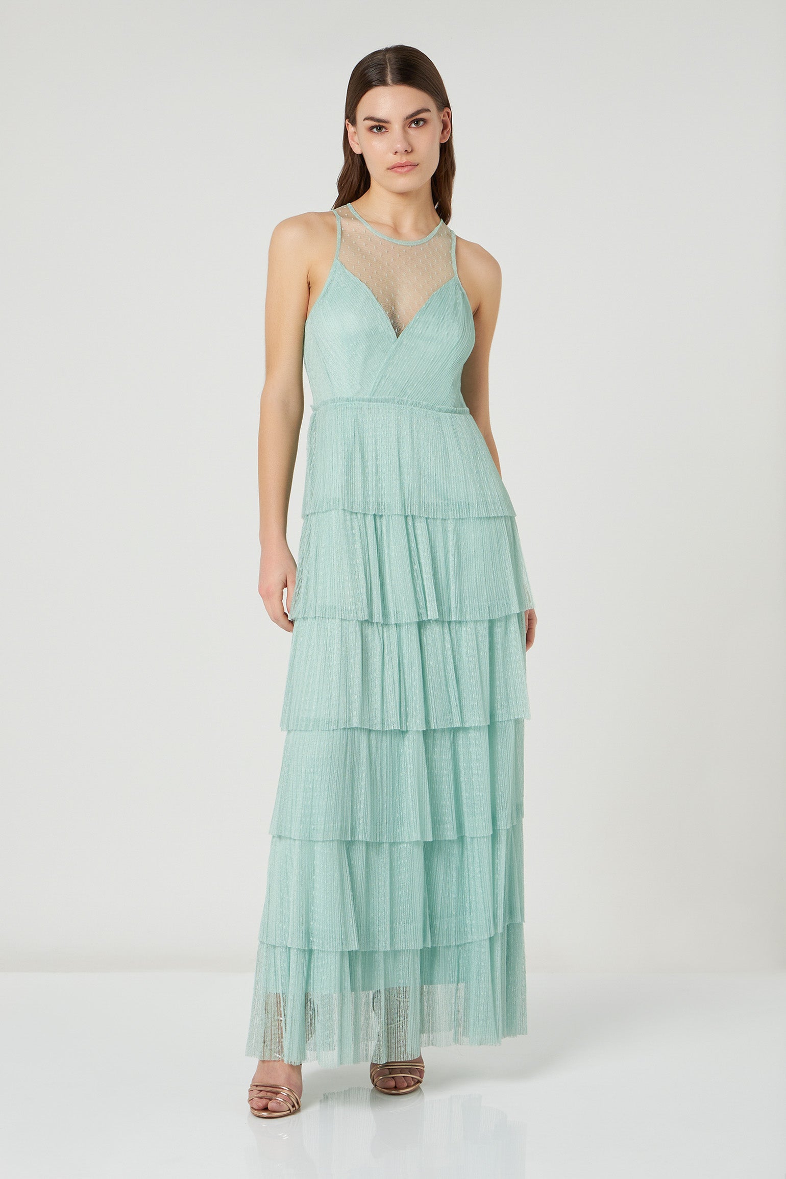 TWINSET Long Dress with Agave Flounce