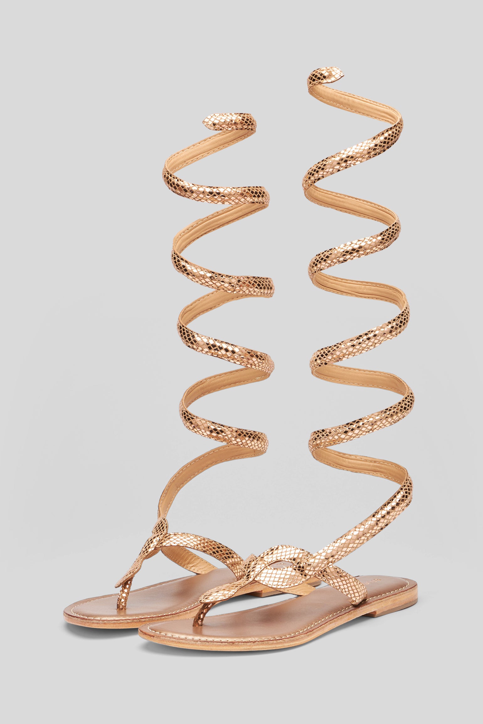 CB FUSION Wrap Up Sandal in Pink Gold Laminated Leather