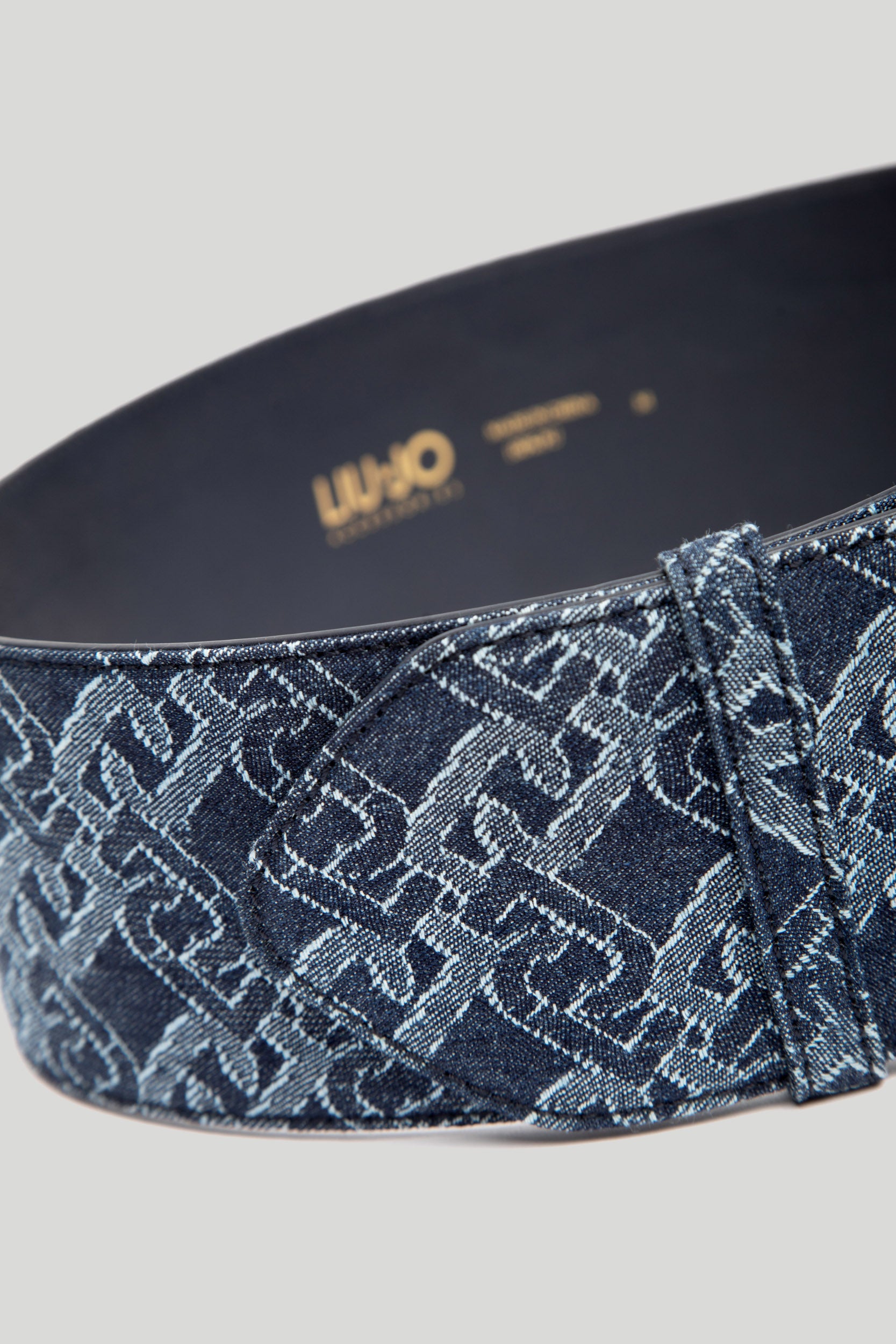 LIU JO Denim Blue Chain Print Belt