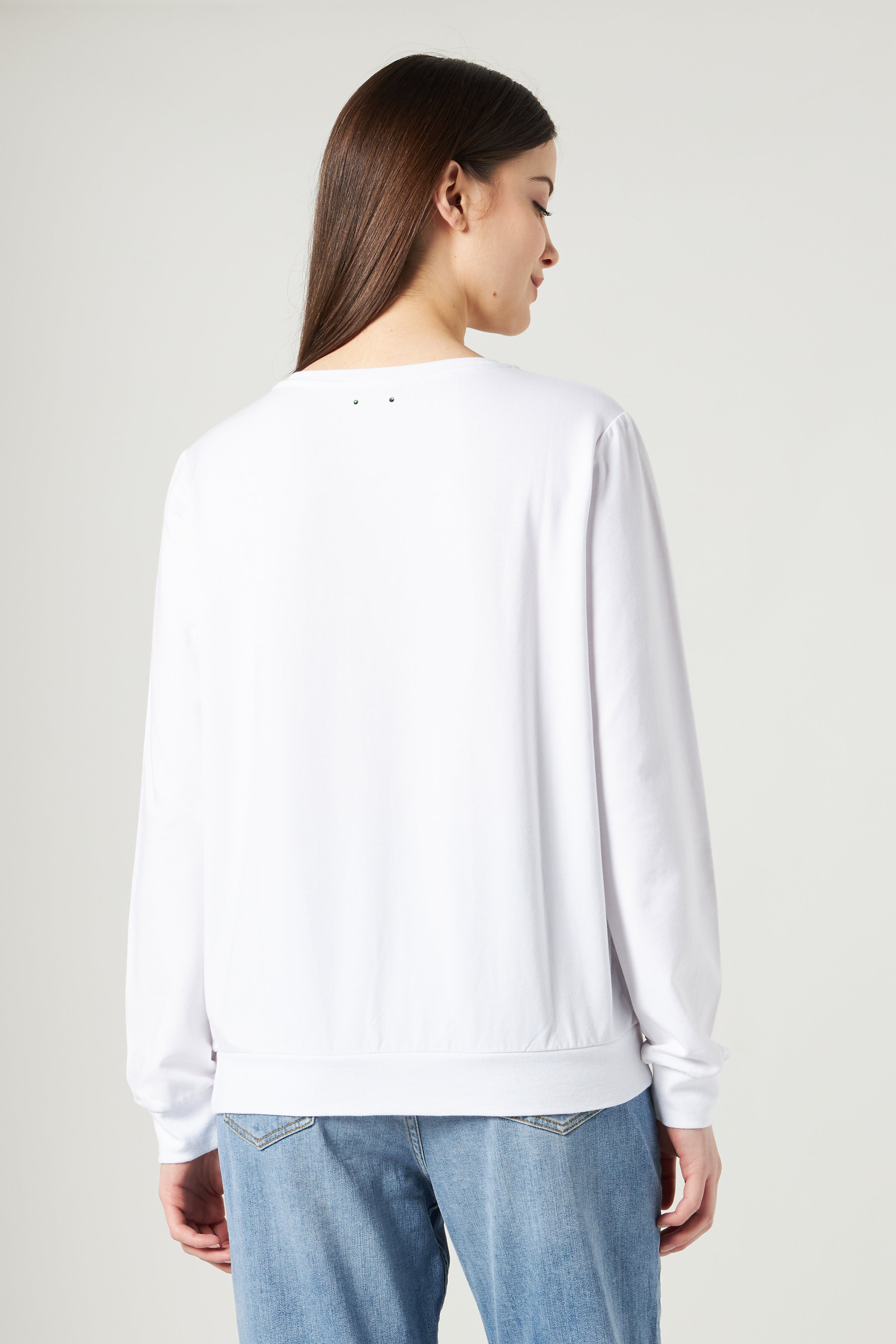 LIU JO White Sweatshirt with Glitter Logo