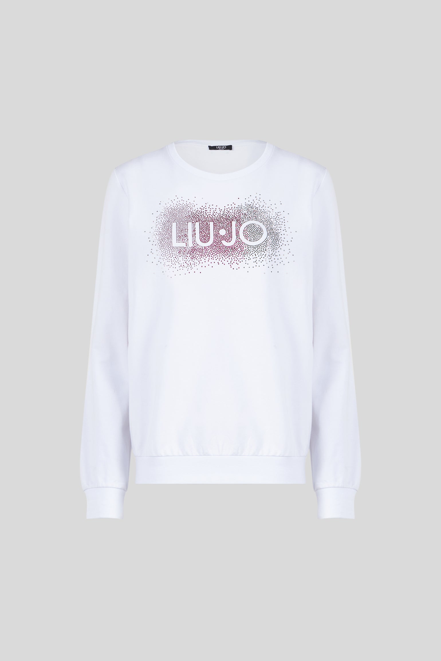 LIU JO White Sweatshirt with Glitter Logo