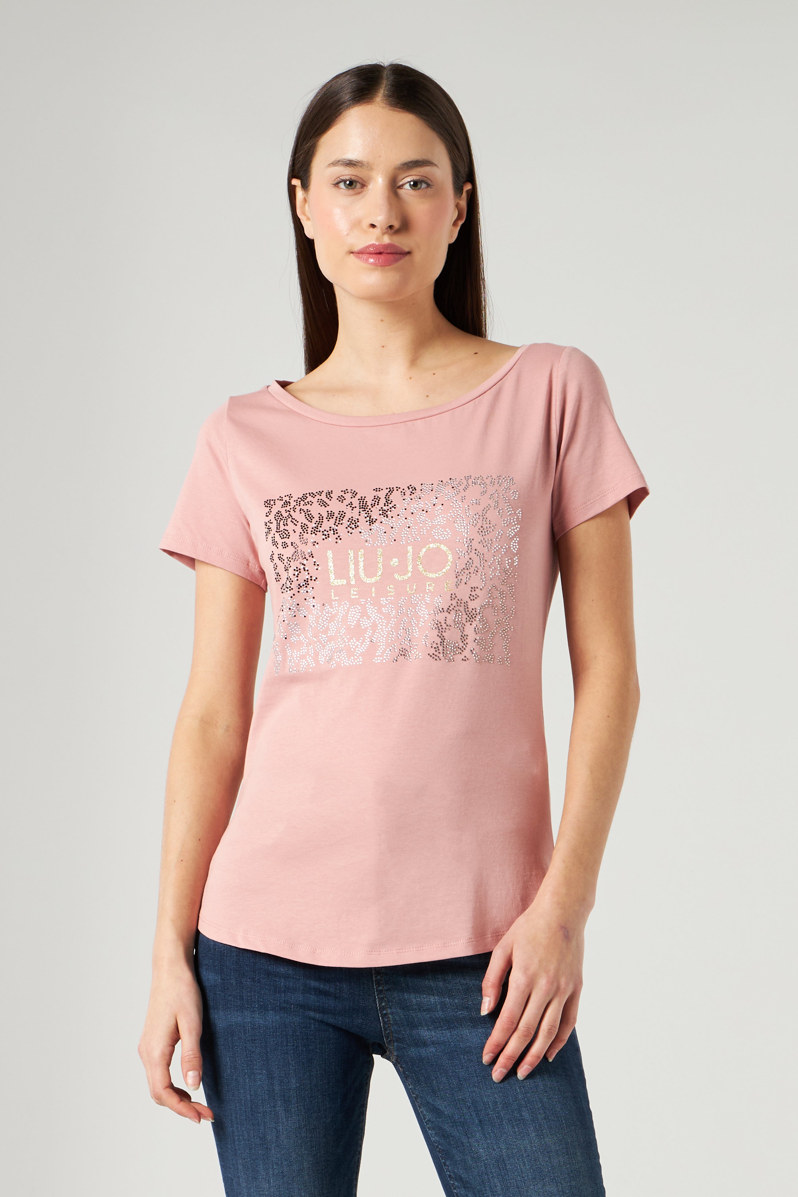 LIU JO Pink T-shirt with Rhinestones