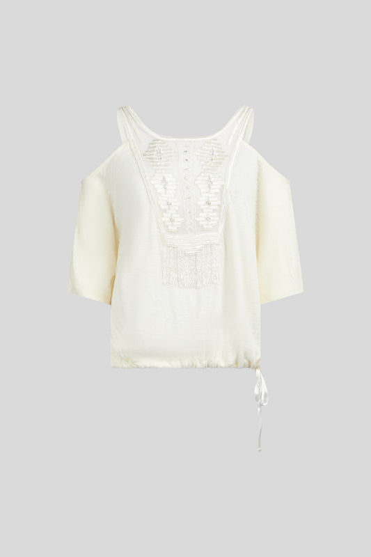 PATRIZIA PEPE Maglia Off Shoulder Avorio