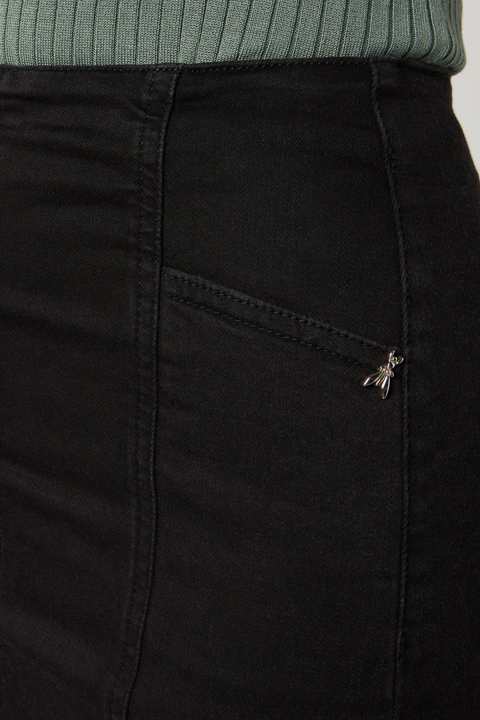 PATRIZIA PEPE Black Denim Midi Skirt