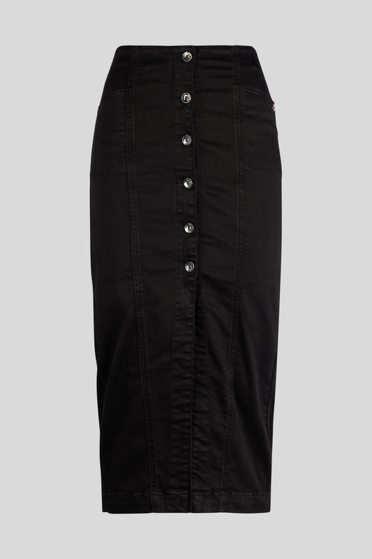 PATRIZIA PEPE Black Denim Midi Skirt