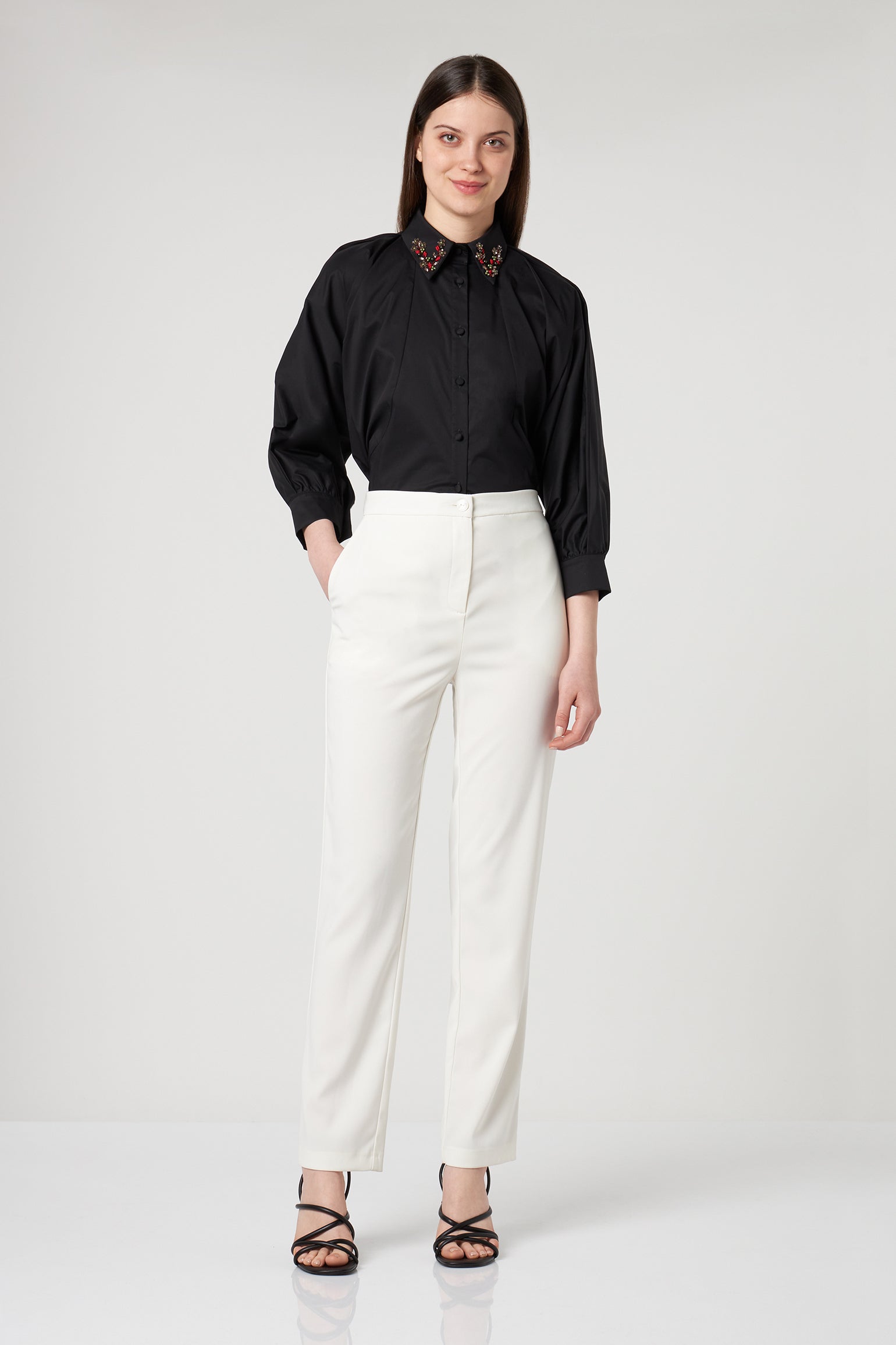 PATRIZIA PEPE Ivory High Waist Pants