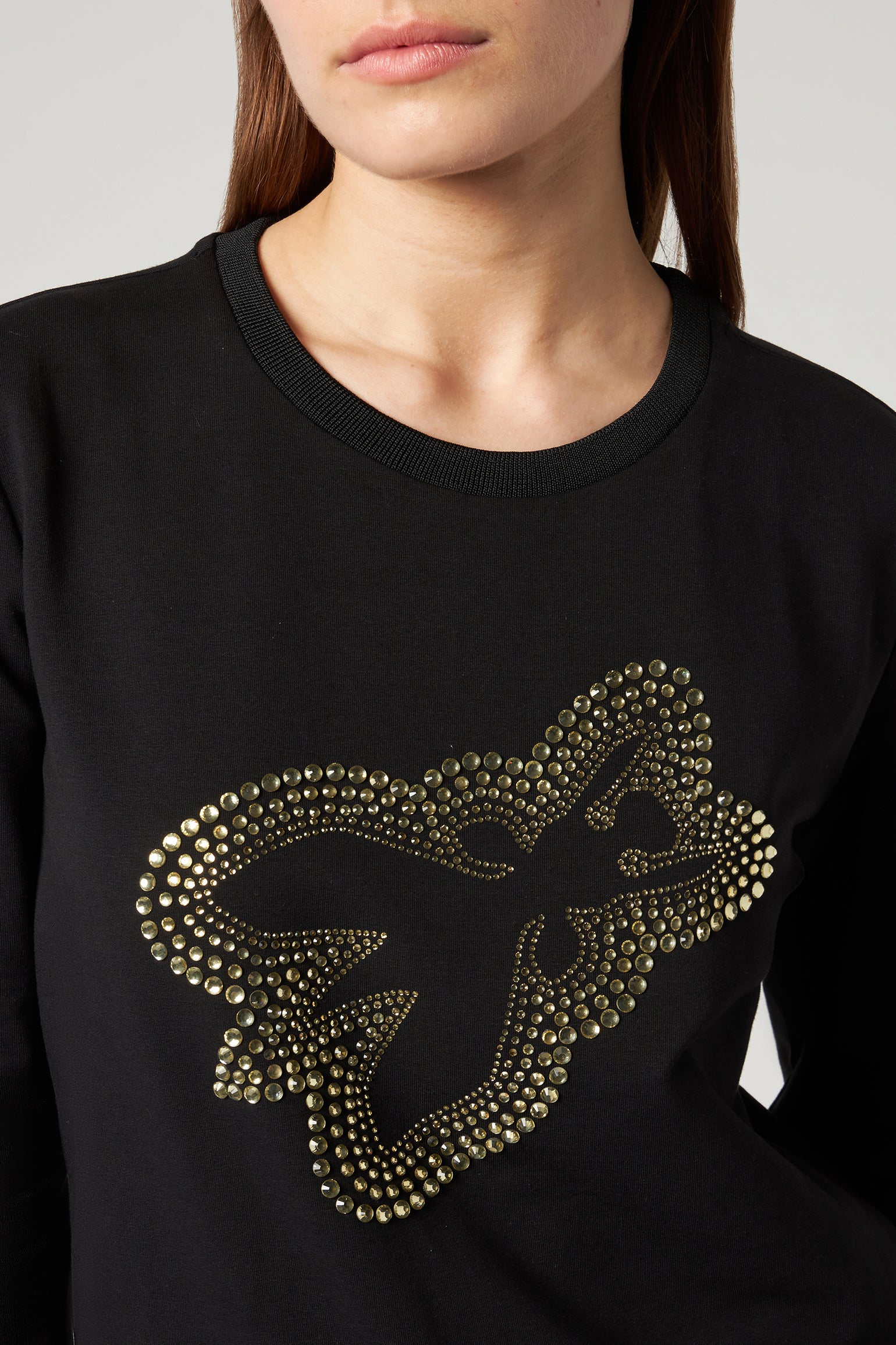 PATRIZIA PEPE Black Sweatshirt with Logo Fly