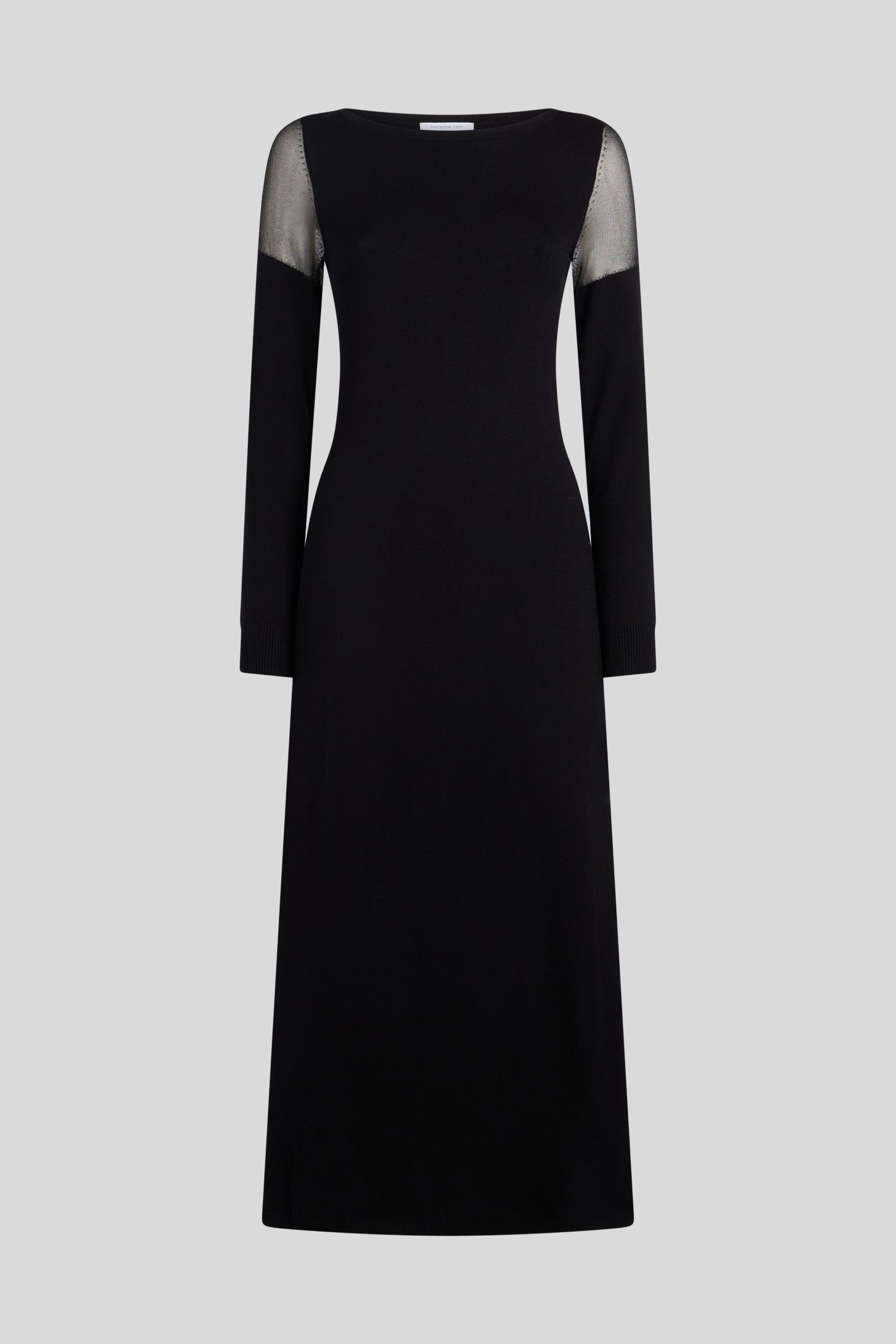 PATRIZIA PEPE Black Midi Dress with Transparencies