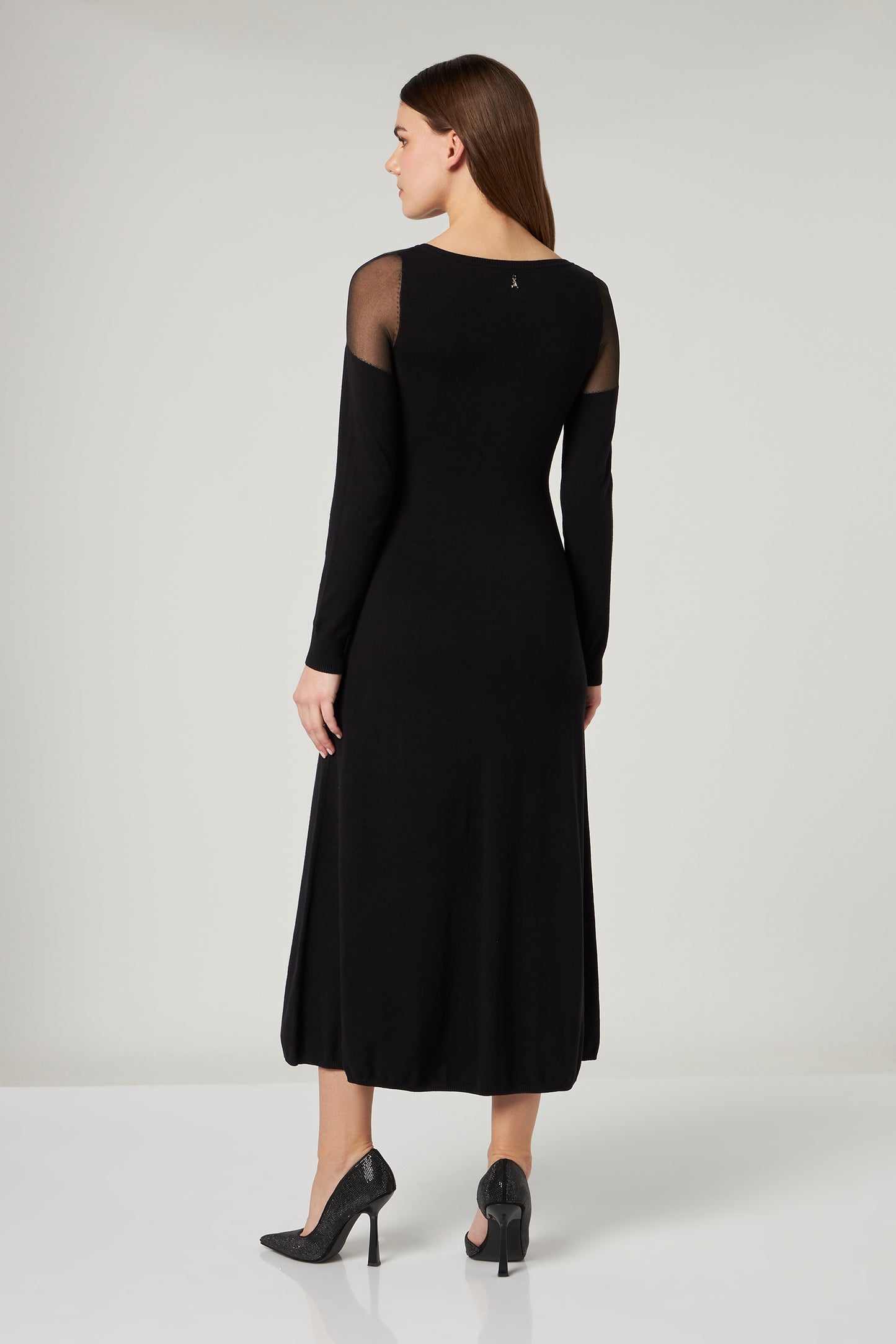 PATRIZIA PEPE Abito Midi Nero con Trasparenze