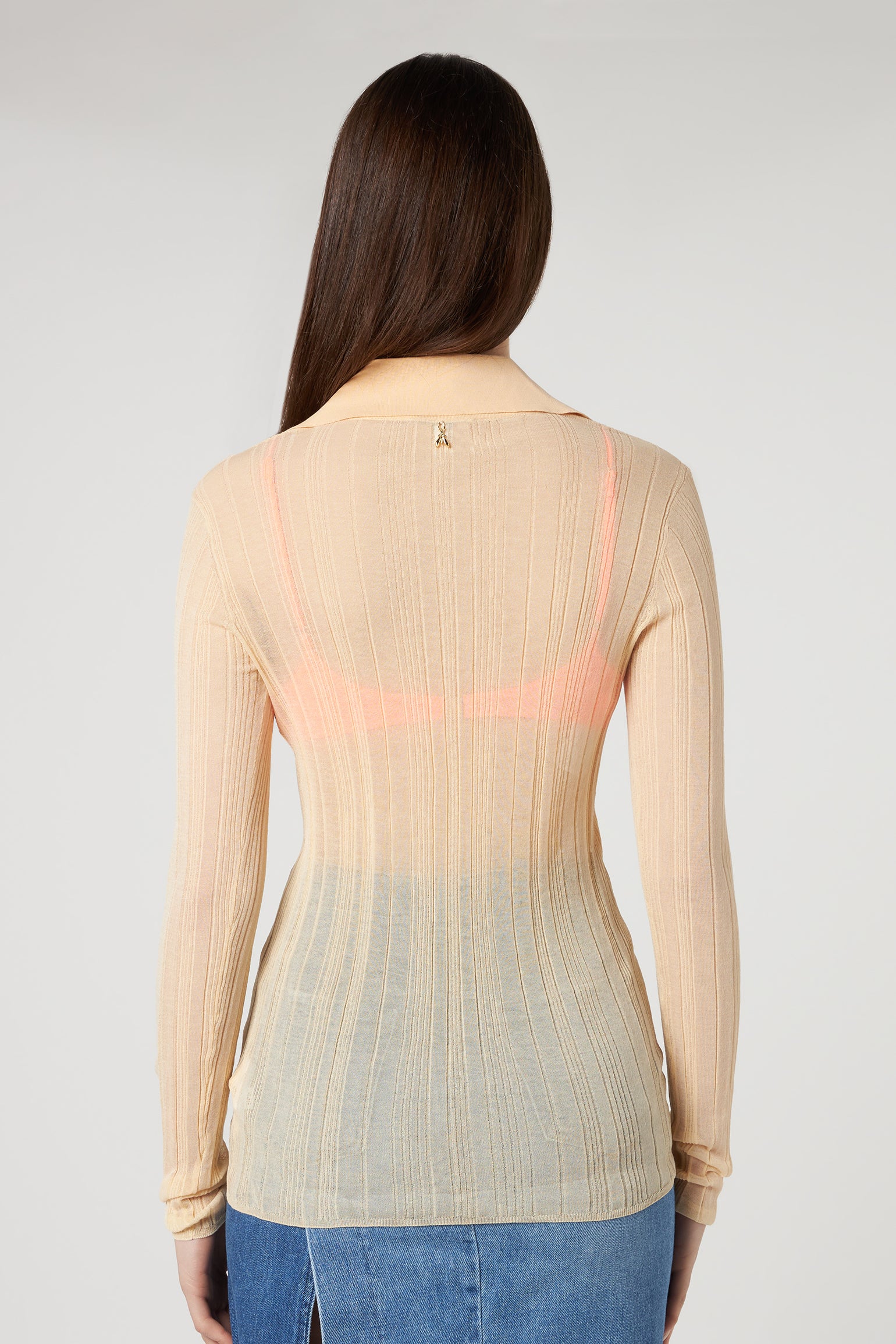 PATRIZIA PEPE Beige Ribbed Sweater with Fluo Top