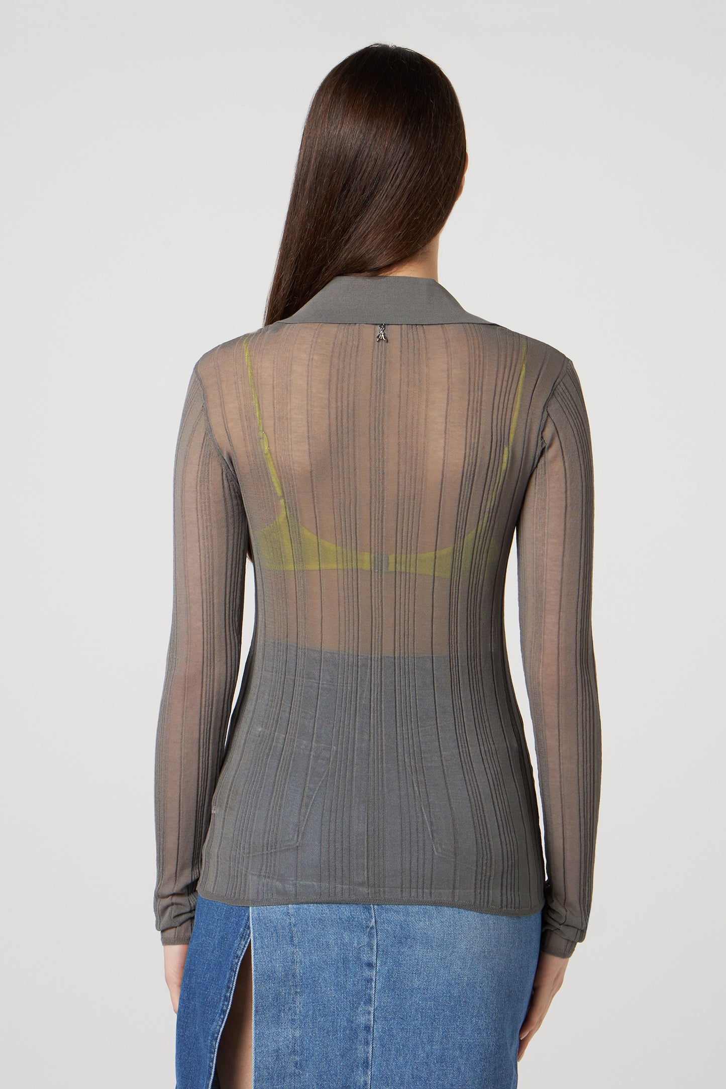 PATRIZIA PEPE Maglia a Costine Grigia con Top Fluo