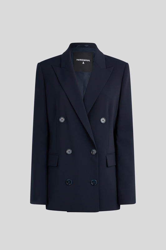 PATRIZIA PEPE Dark Blue Double-Breasted Blazer