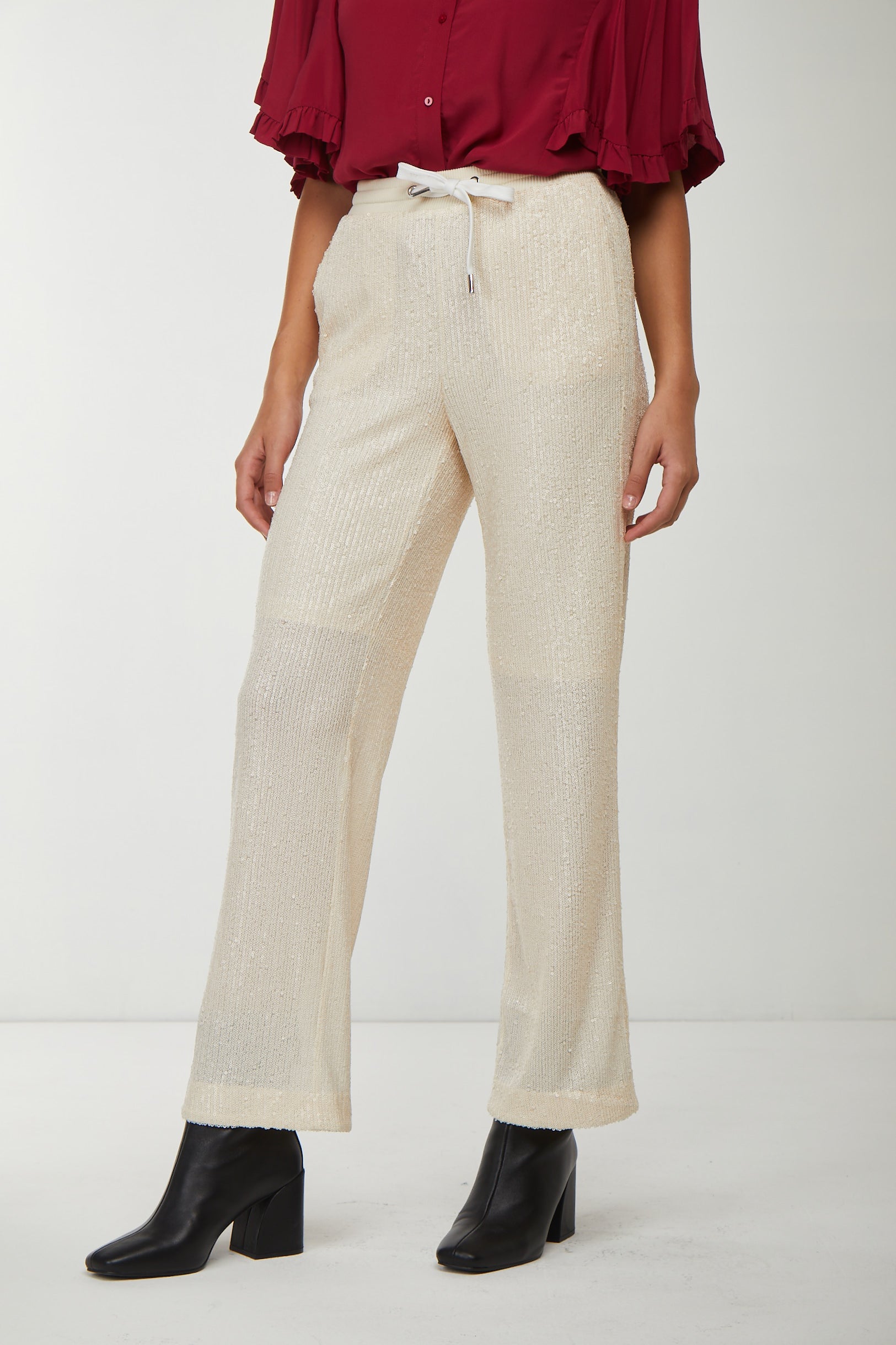 PINKO Beige Full Sequin Pants