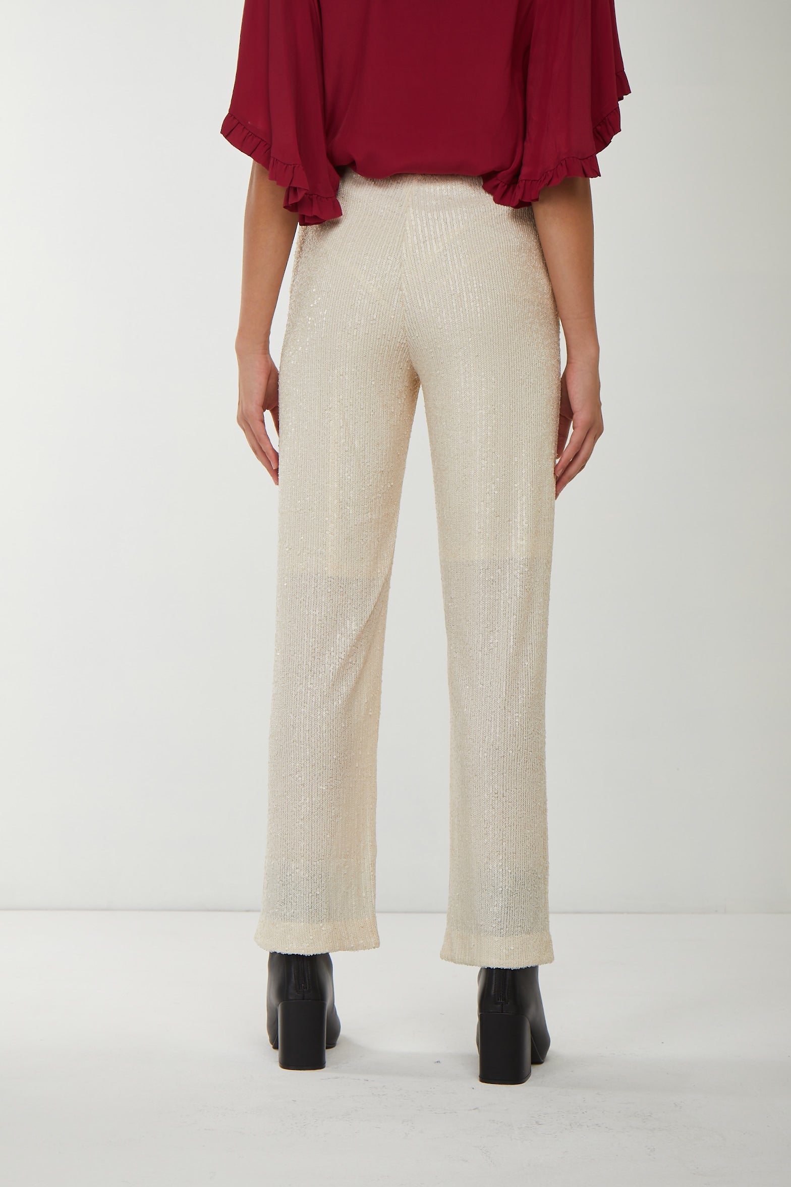 PINKO Beige Full Sequin Pants