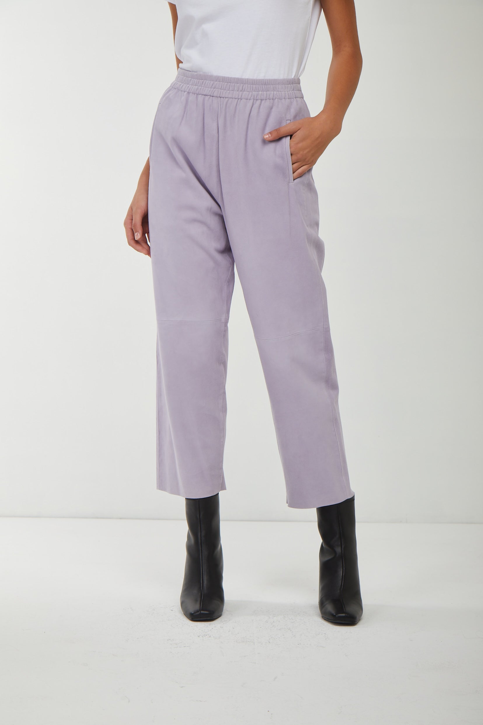 PINKO Lilac suede trousers