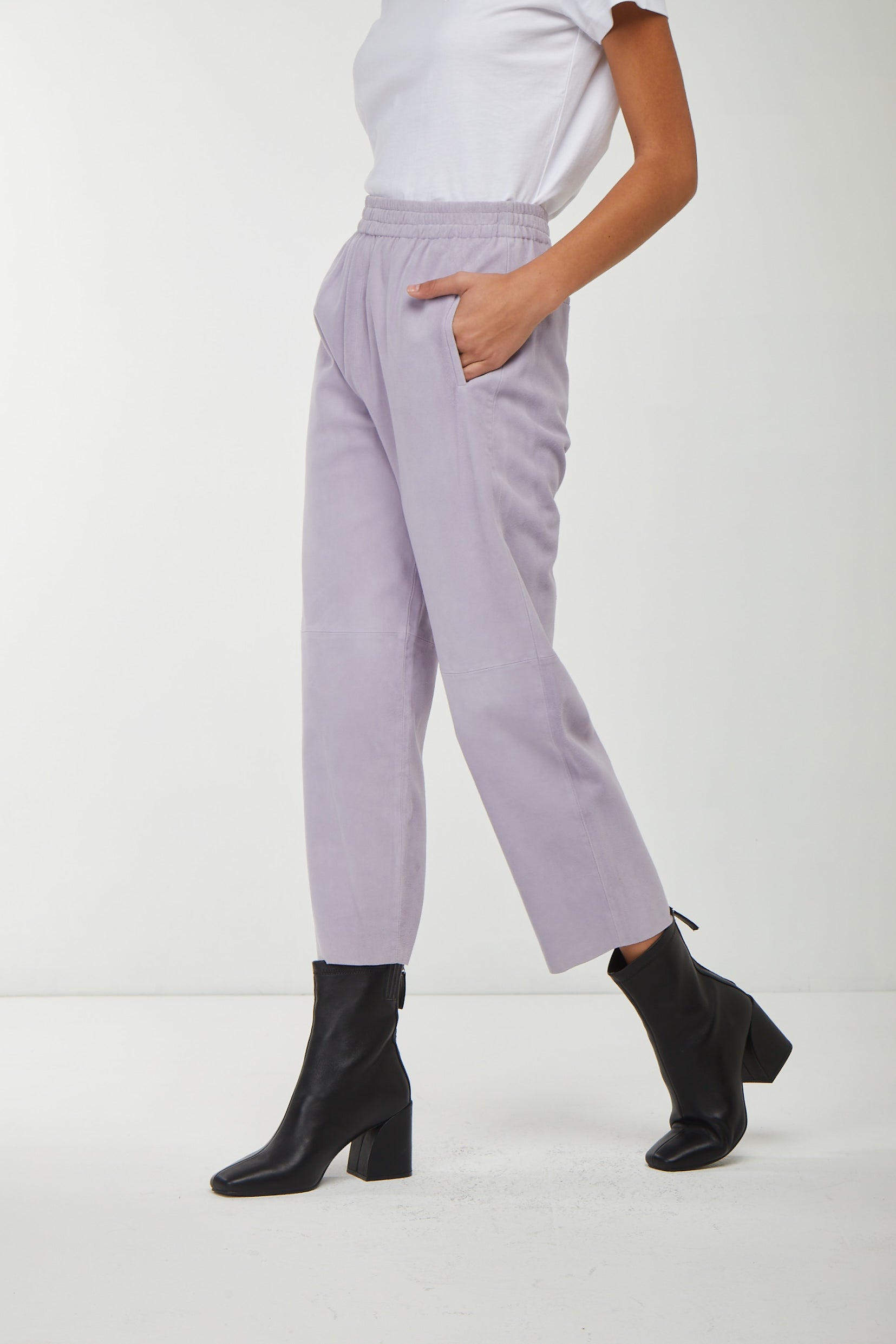 PINKO Lilac suede trousers