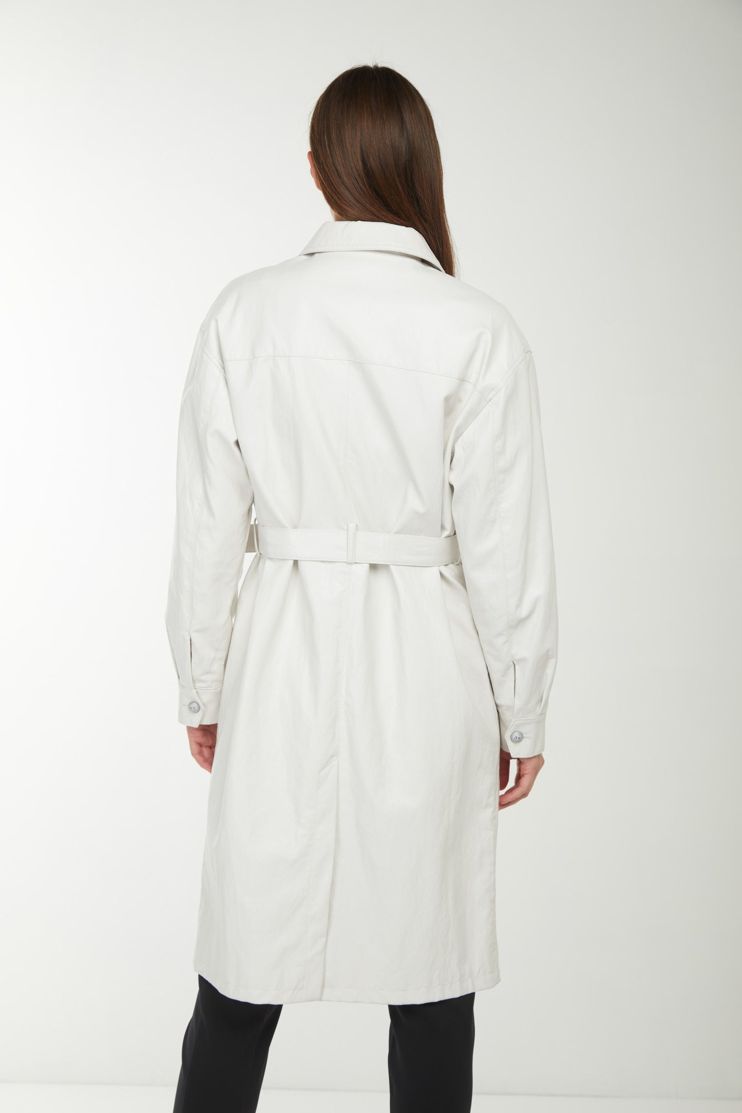 PINKO Trench Coat in White Faux Leather