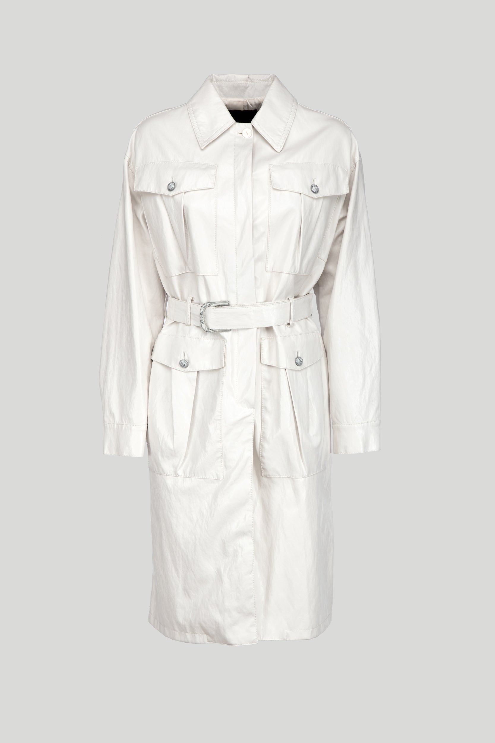 PINKO Trench Coat in White Faux Leather