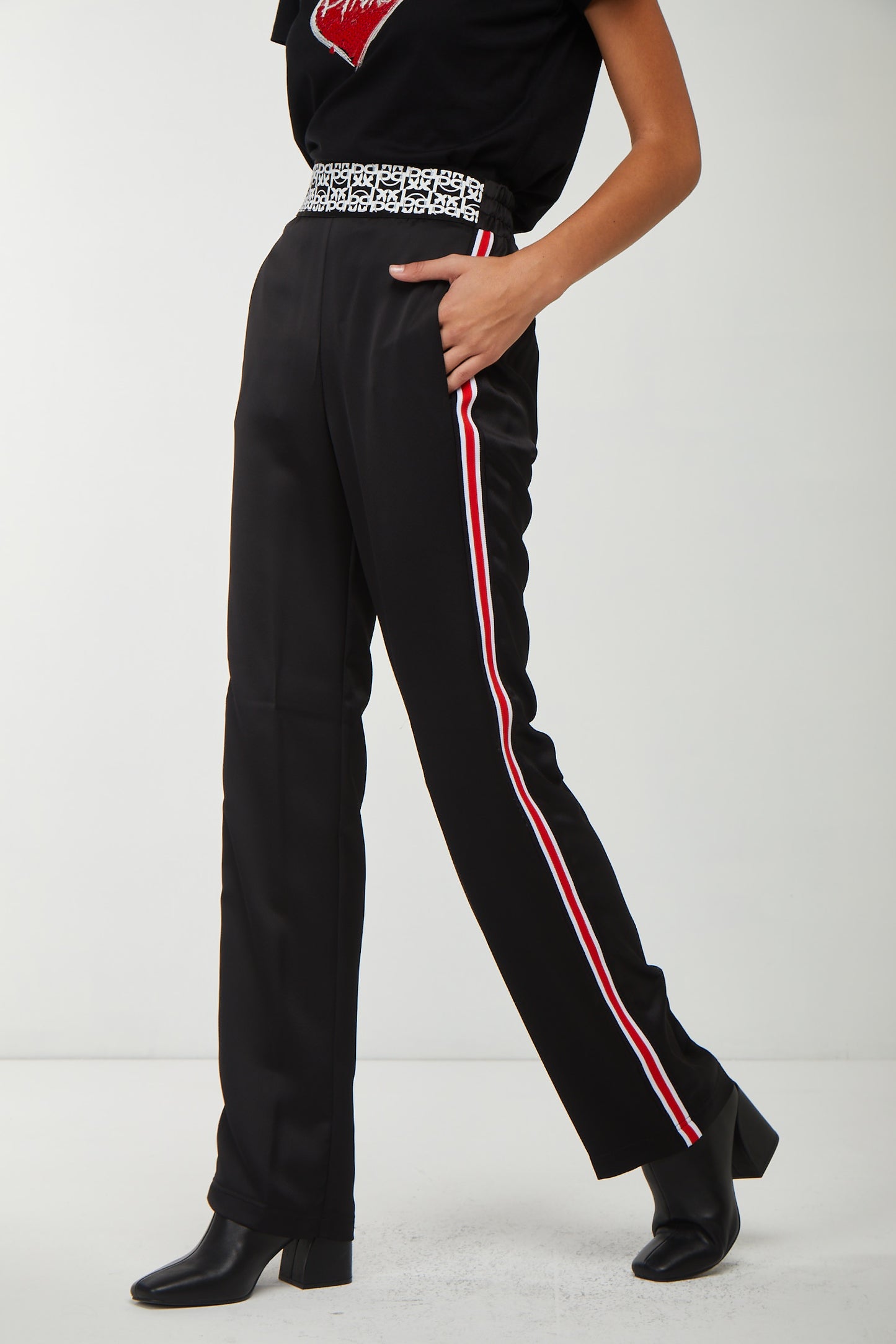 PINKO Pantalone con Bande Laterali Nero