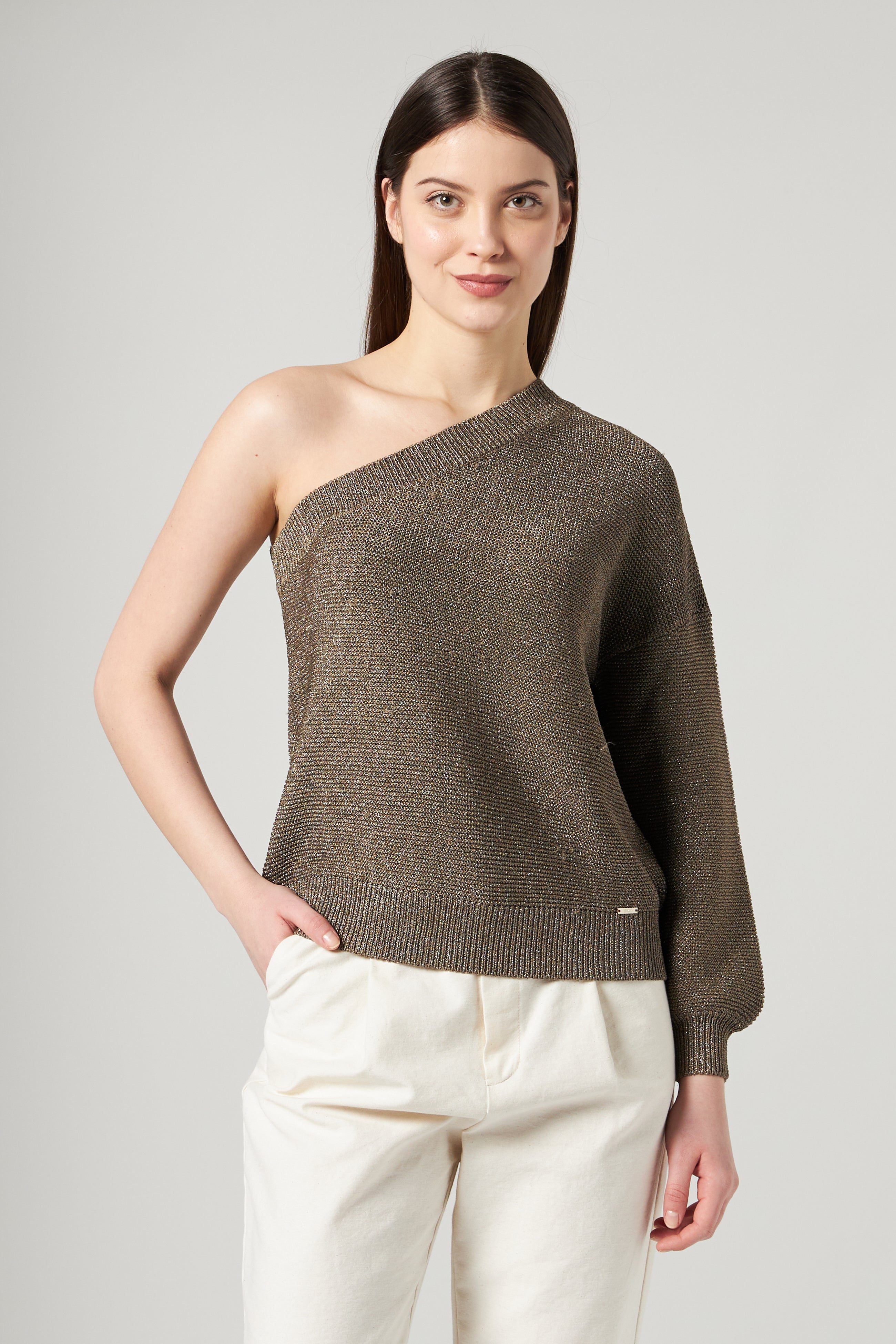 LIU JO One-shoulder Lurex sweater