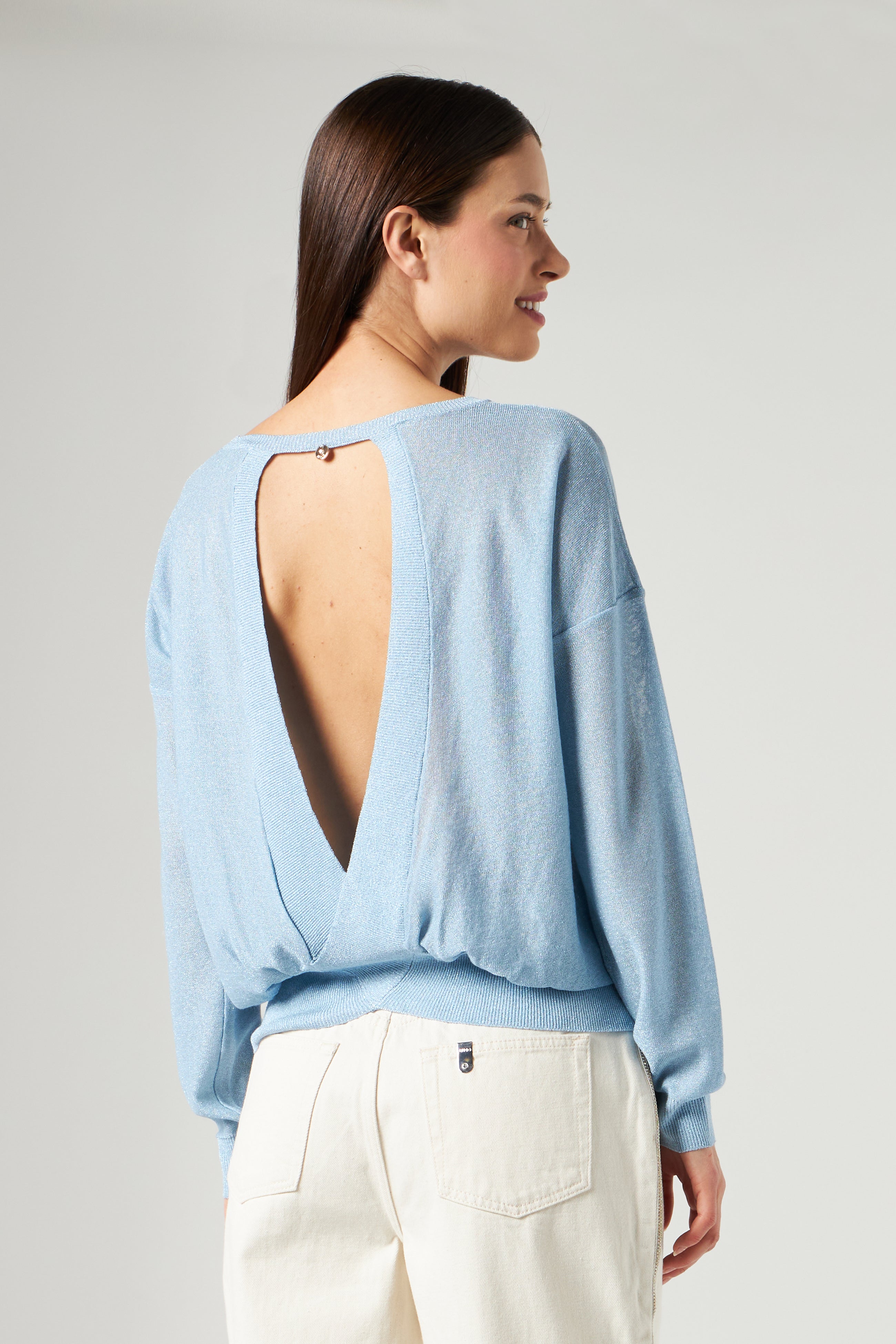 LIU JO Maglia Lurex Azzurra